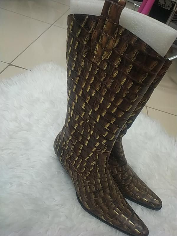Other Croco Brown Western Boots US sz 6 Size US 6 / IT 36 - 5 Thumbnail