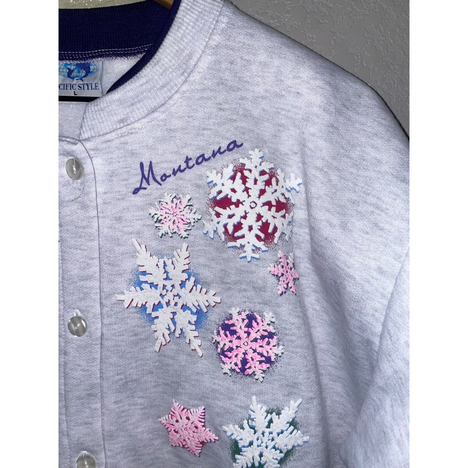 Vintage Vintage Montana Sweater Snowflakes Snow Button Up VTG Large Size US L / EU 52-54 / 3 - 2 Thumbnail