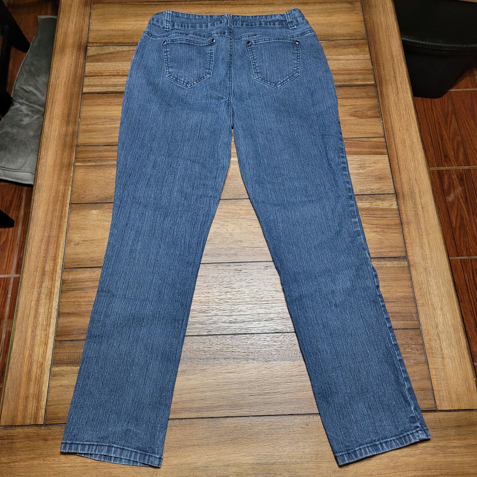 Other Roz & Ali Straight Denim Jeans w/ Front Bling - 12 Average Size 34" / US 12 / IT 48 - 4 Thumbnail