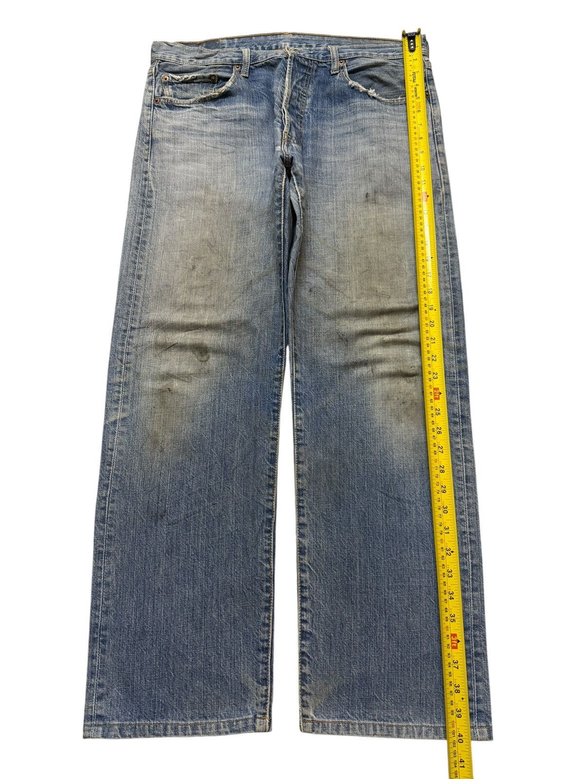 Levi's Vintage 90s Levis 501 Classic Blue Mud Wash Wide Leg Loose Size US 35 - 10 Thumbnail