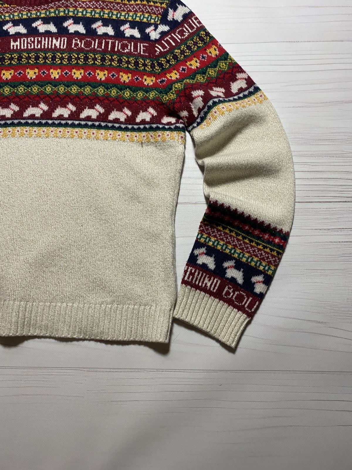 Boutique Moschino Rare Boutique Moschino Multicolour Logo knit wool sweater Size S / US 4 / IT 40 - 8 Thumbnail