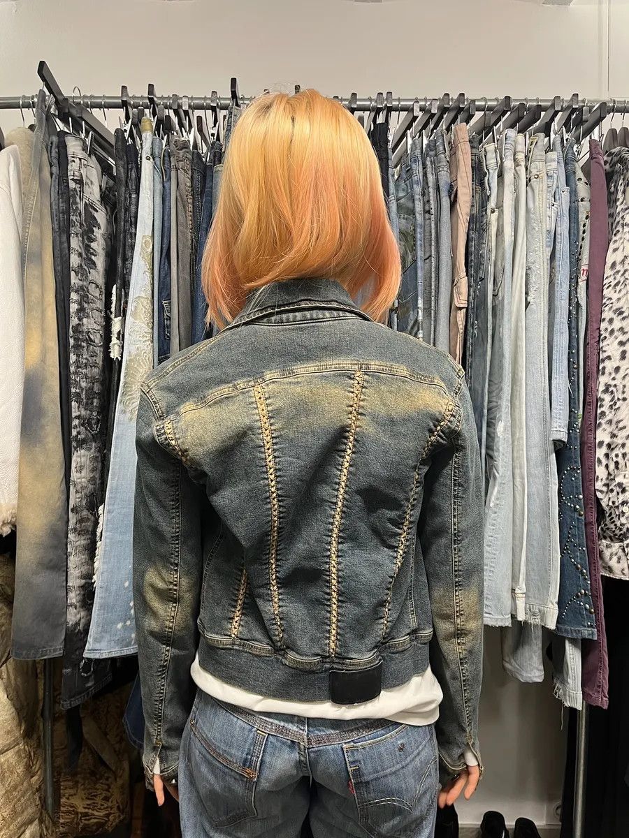 Vintage 2000s Plein Sud Laced Raw Denim Cropped Jacket Size S / US 4 / IT 40 - 3 Thumbnail