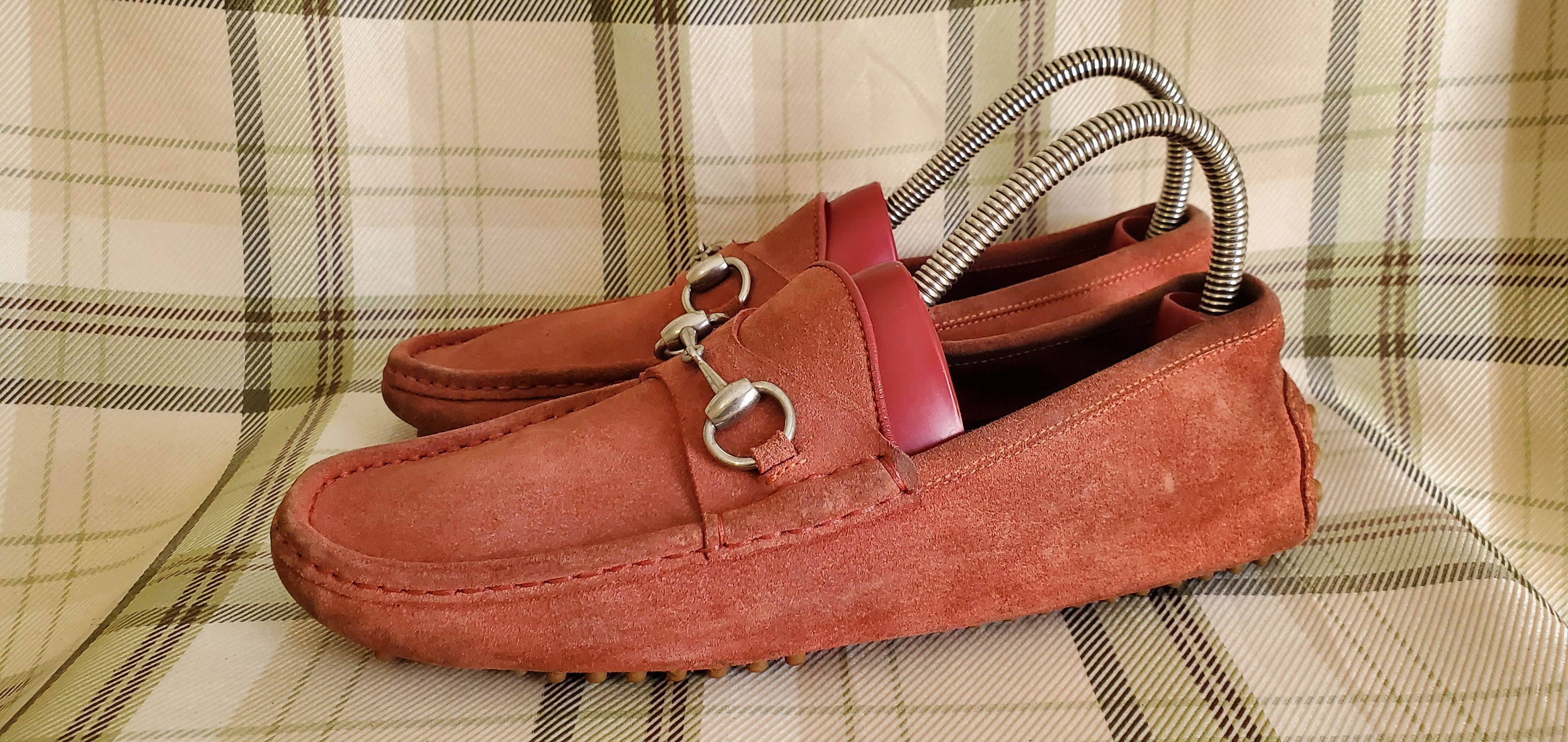 Gucci GUCCI Red Suede Slip On Leather Driving Loafers Size US 7.5 / EU 40-41 - 1 Thumbnail