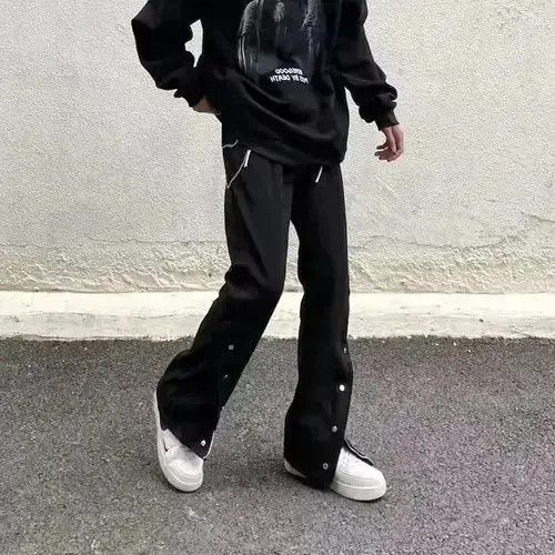 Hypebeast Black Button Decor Pants, Wide Leg Pants Size US 30 / EU 46 - 4 Thumbnail