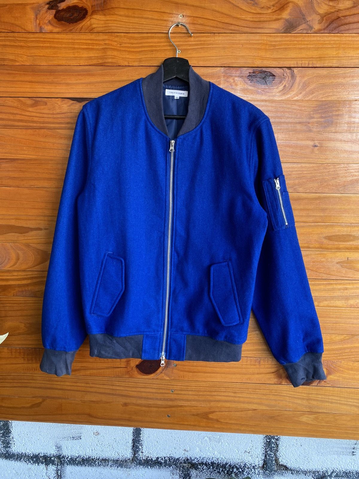 URBAN RESEARCH DOORS Urban Research Blue Wool Bomber Jacket Size 40 MA-1 Style Size US M / EU 48-50 / 2 - 3 Thumbnail