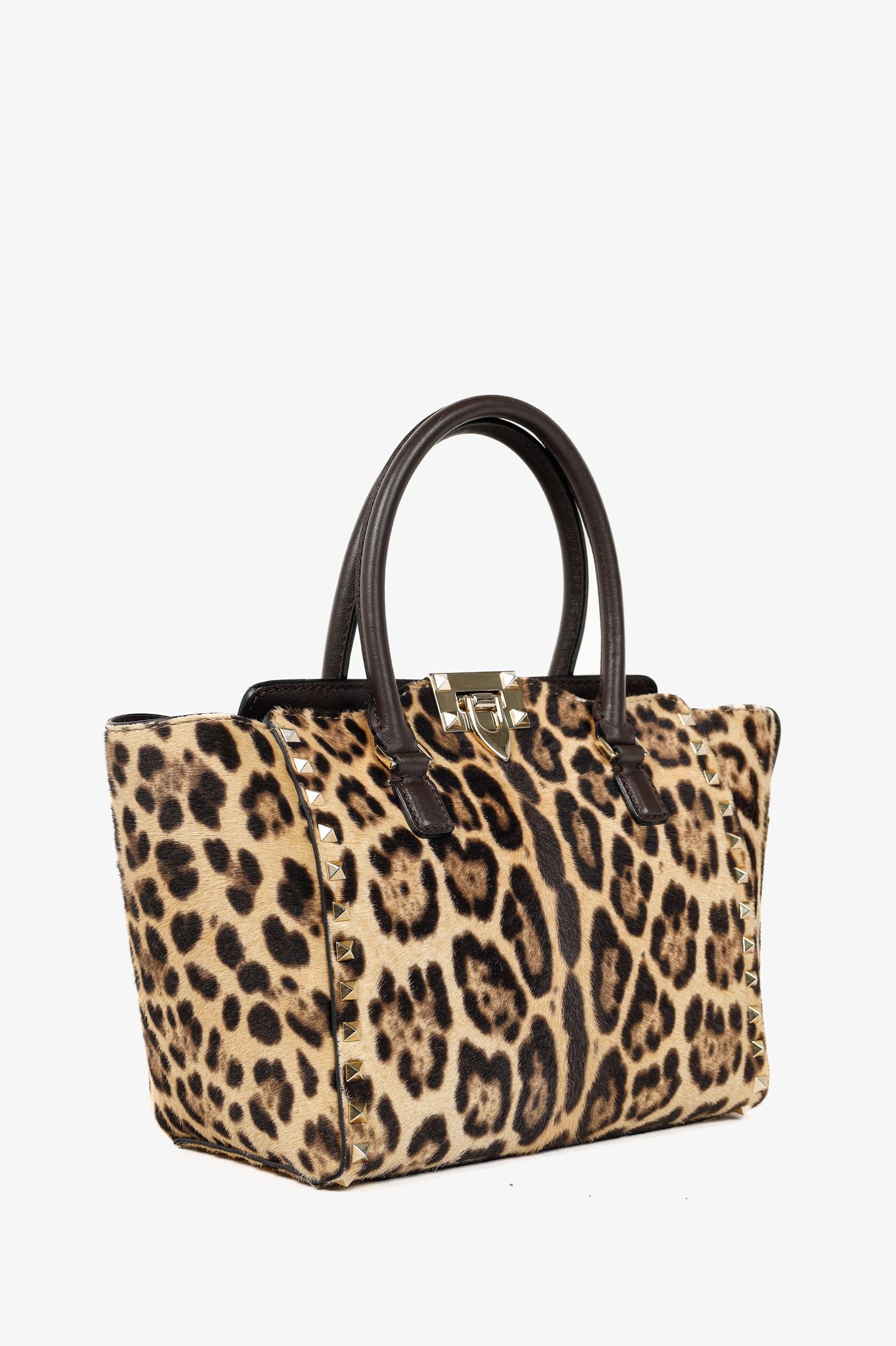 Valentino Valentino Leopard Calf Hair Rockstud Double Handle Tote Size ONE SIZE - 2 Thumbnail