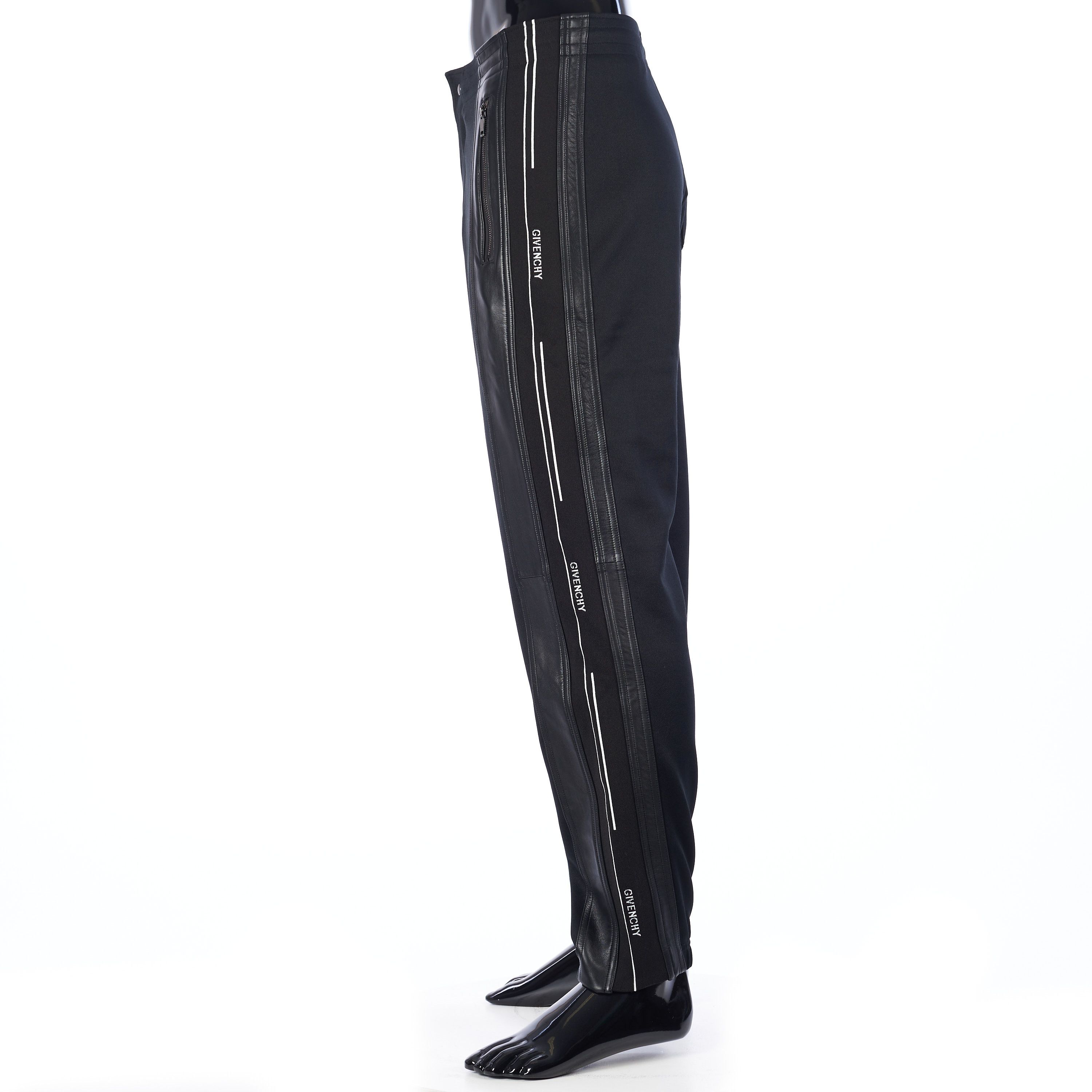Givenchy Black Leather Panelled Jogging Pants Size M Size US 32 / EU 48 - 3 Thumbnail
