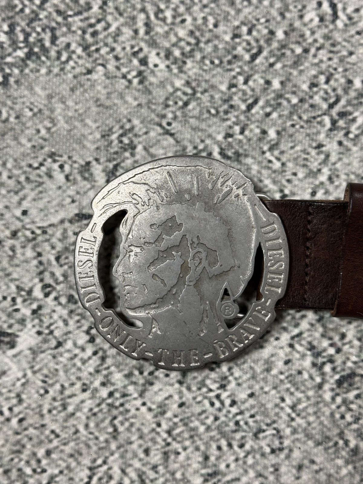 Diesel Diesel leather belt big buckle Y2K brown Size 40 - 2 Thumbnail