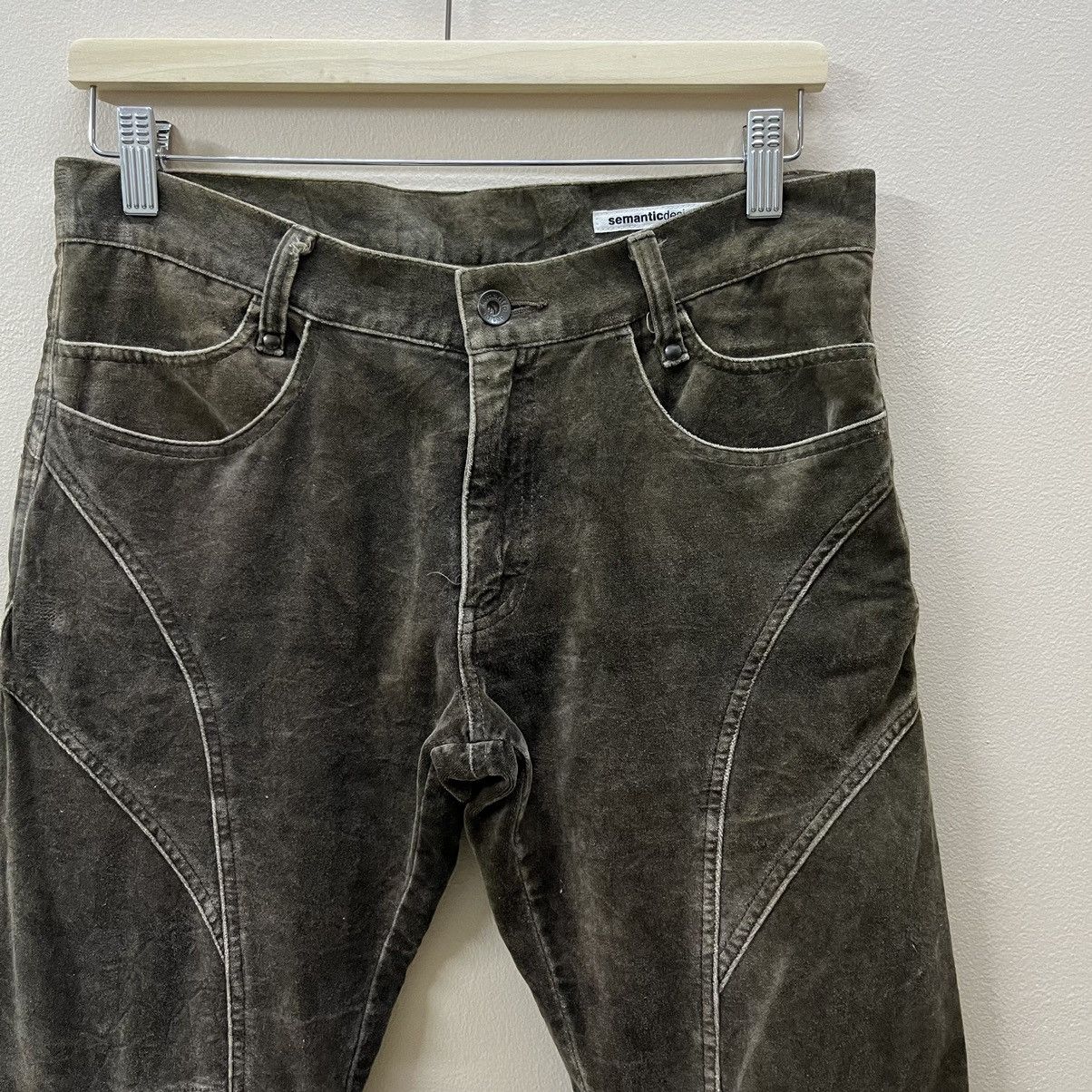 Japanese Brand Vintage Semantic Design Flare Velvet Pant Size 29" - 3 Thumbnail