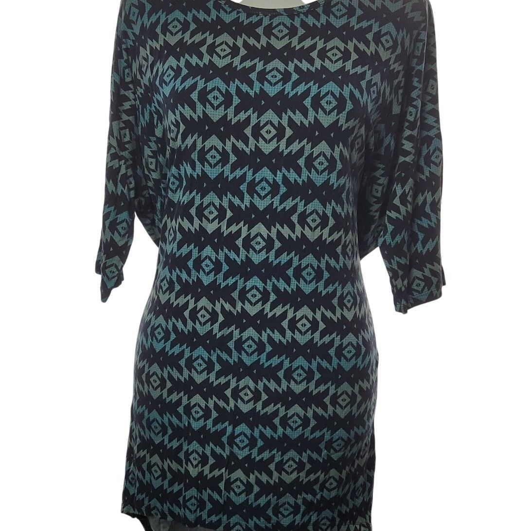 Other LuLaRoe Size Small Top Blue Geometric Print Stretch Size S / US 4 / IT 40 - 2 Thumbnail