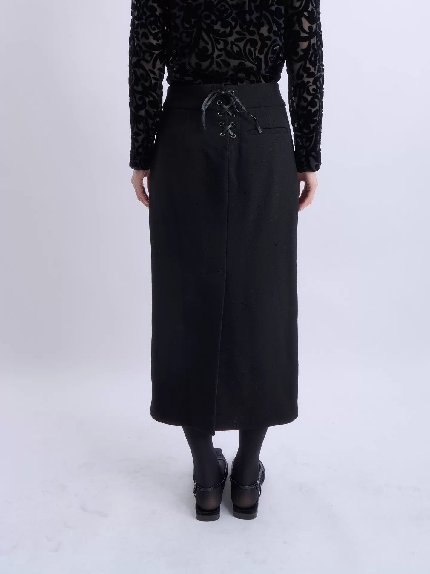 Tom Ford Tom Ford Double Belt High-Waist Wool Midi Skirt Size 26" / US 2 / IT 38 - 4 Thumbnail