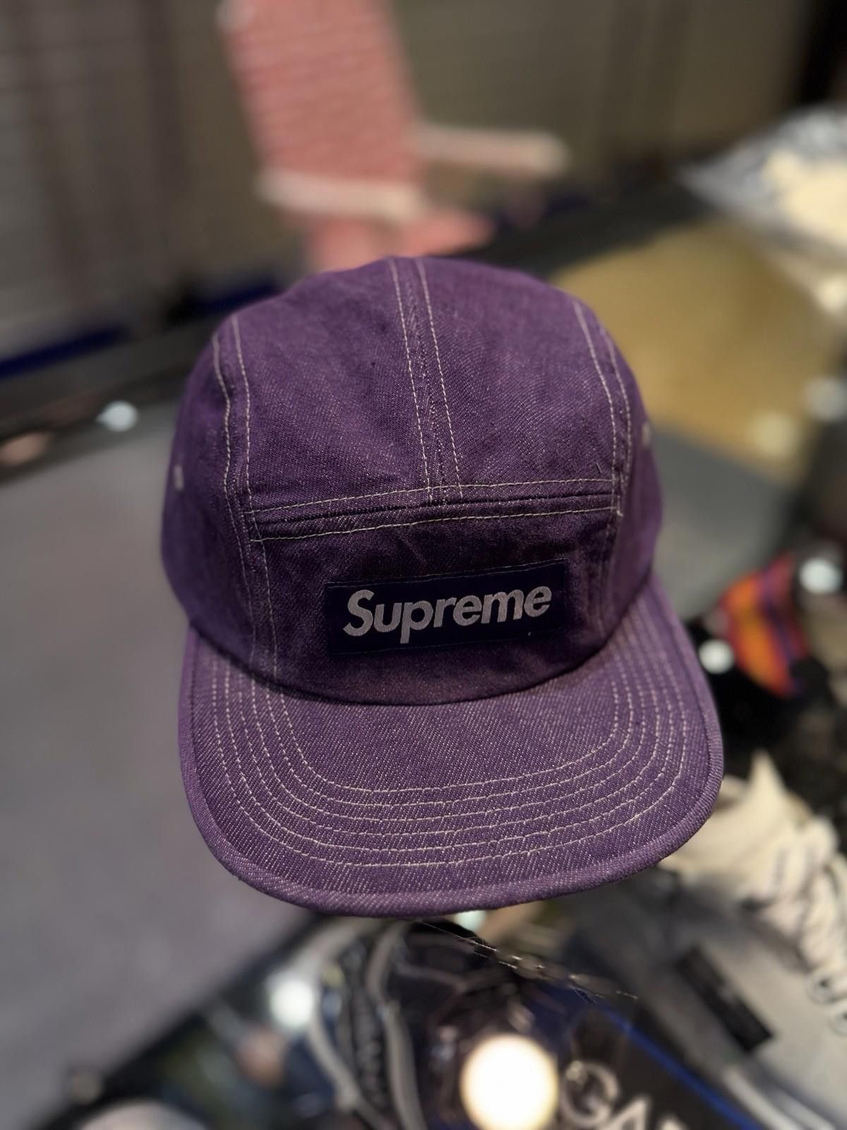 Supreme Supreme Denim Camp Cap Purple SS25 Washed Box Logo Size ONE SIZE - 2 Thumbnail