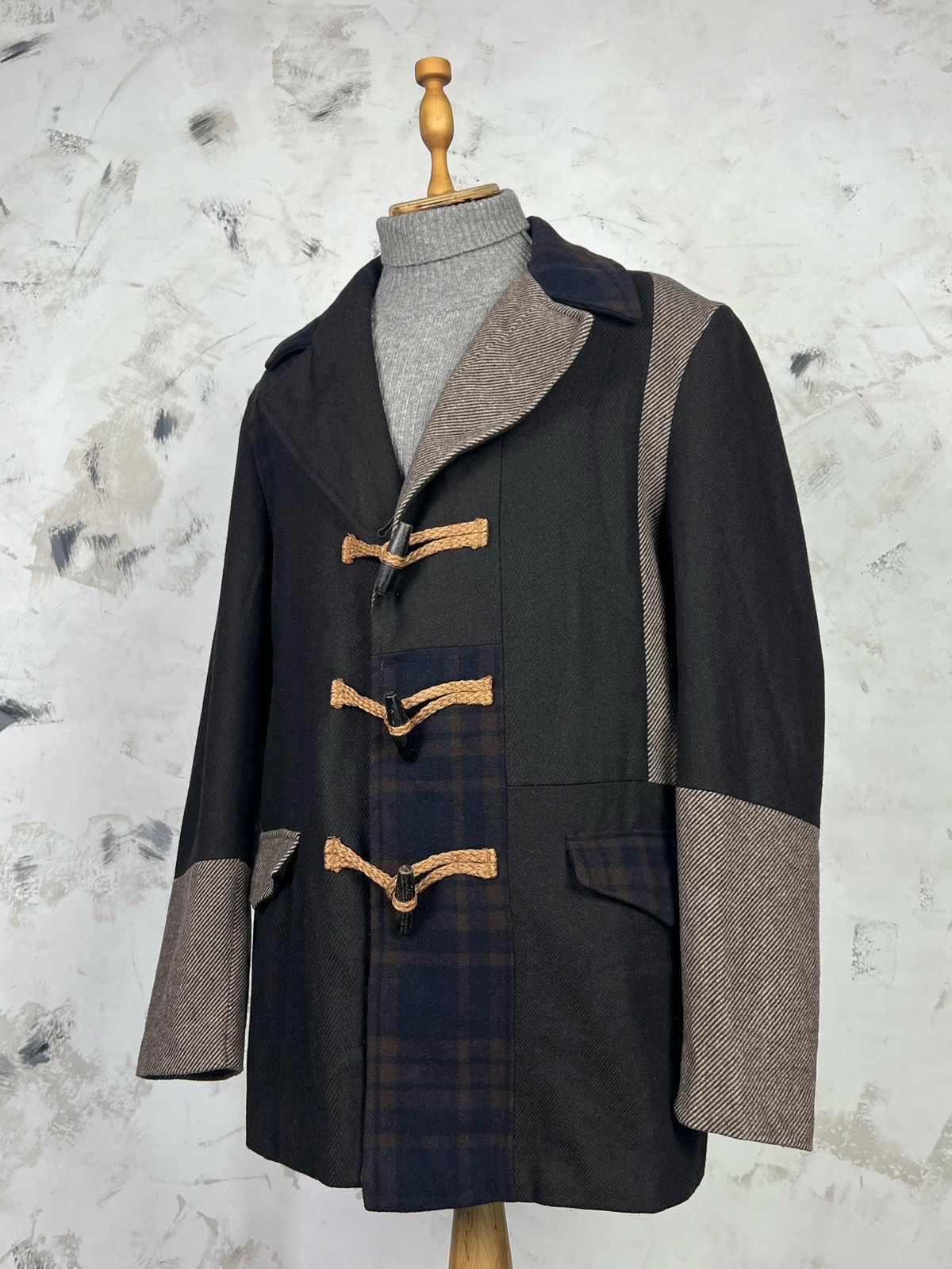 Desigual Desigual Wool Tweed Patchwork Duffle Coat Size L - XL 54 Size US L / EU 52-54 / 3 - 1 Thumbnail