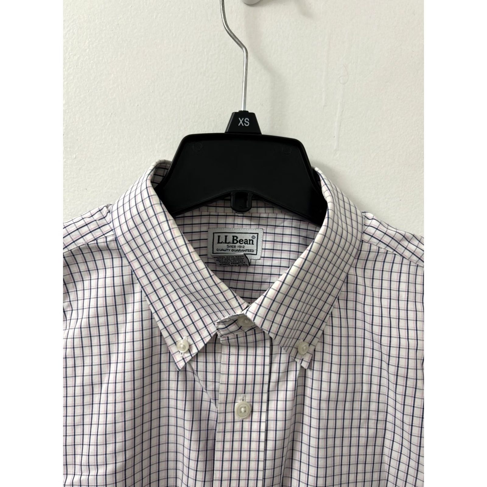 Vintage L.L. Bean Shirt Mens 16.5 White Oxford Plaid Button-Up Wrinkle Free L/S 300450 Size US XL / EU 56 / 4 - 5 Thumbnail