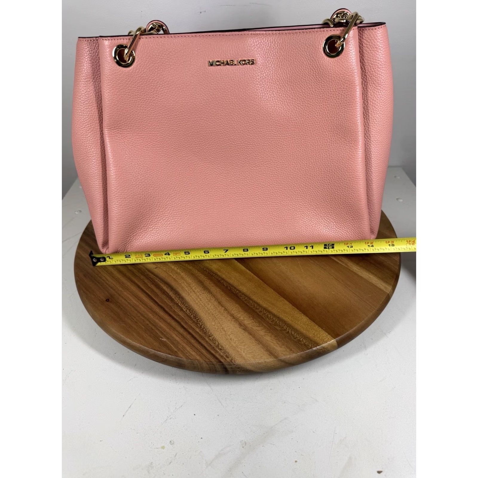 Michael Kors Authentic Michael Kors Large Leather Trisha Shoulder Gusset Handbag Primrose Pink Pebbled Leather Gold Hardware Size ONE SIZE - 5 Thumbnail