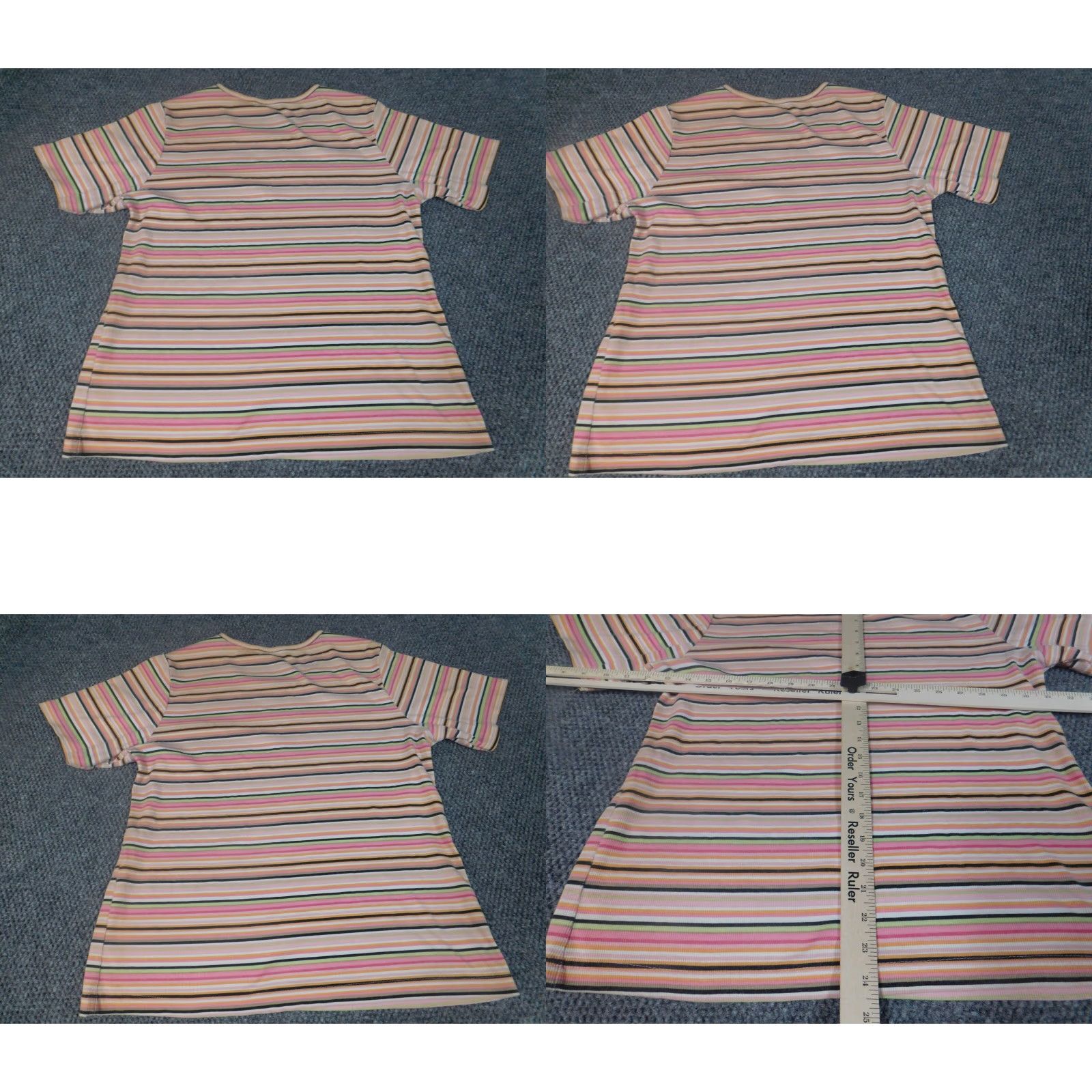 Vintage White Stag Blouse Shirt 16W Plus Striped Crew Neck Short Sleeve Pullover Casual Womens Orange Cotton Polyester Rayon Stretch Basic Classic Vintage: No Size XXL / US 16-18 / IT 52-54 - 8 Thumbnail