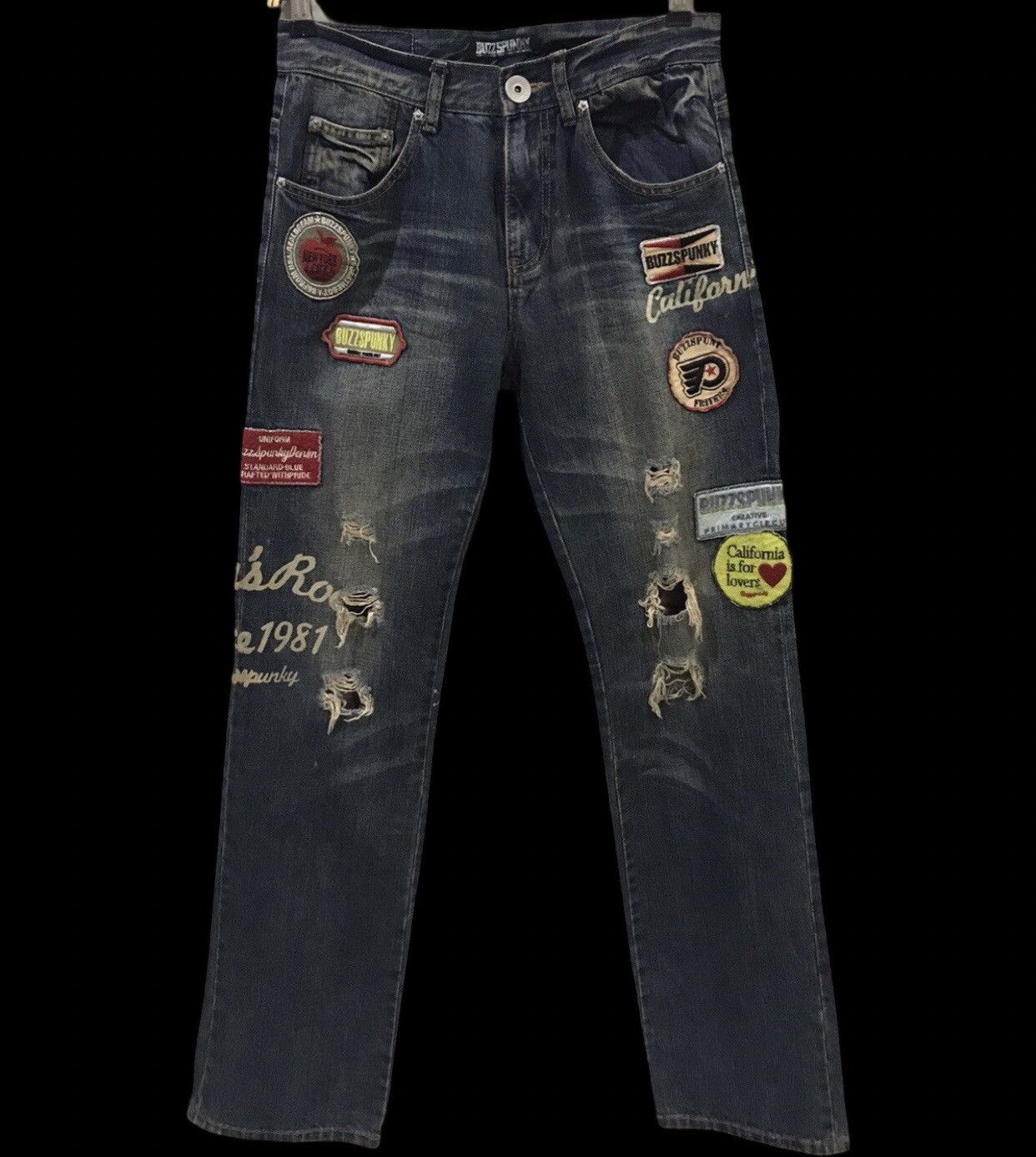 Japanese Brand STATEMENT.P🔥BUZZSPUNKY Tokyo Distressed PUNK Patches Denim Size US 29 - 1 Thumbnail