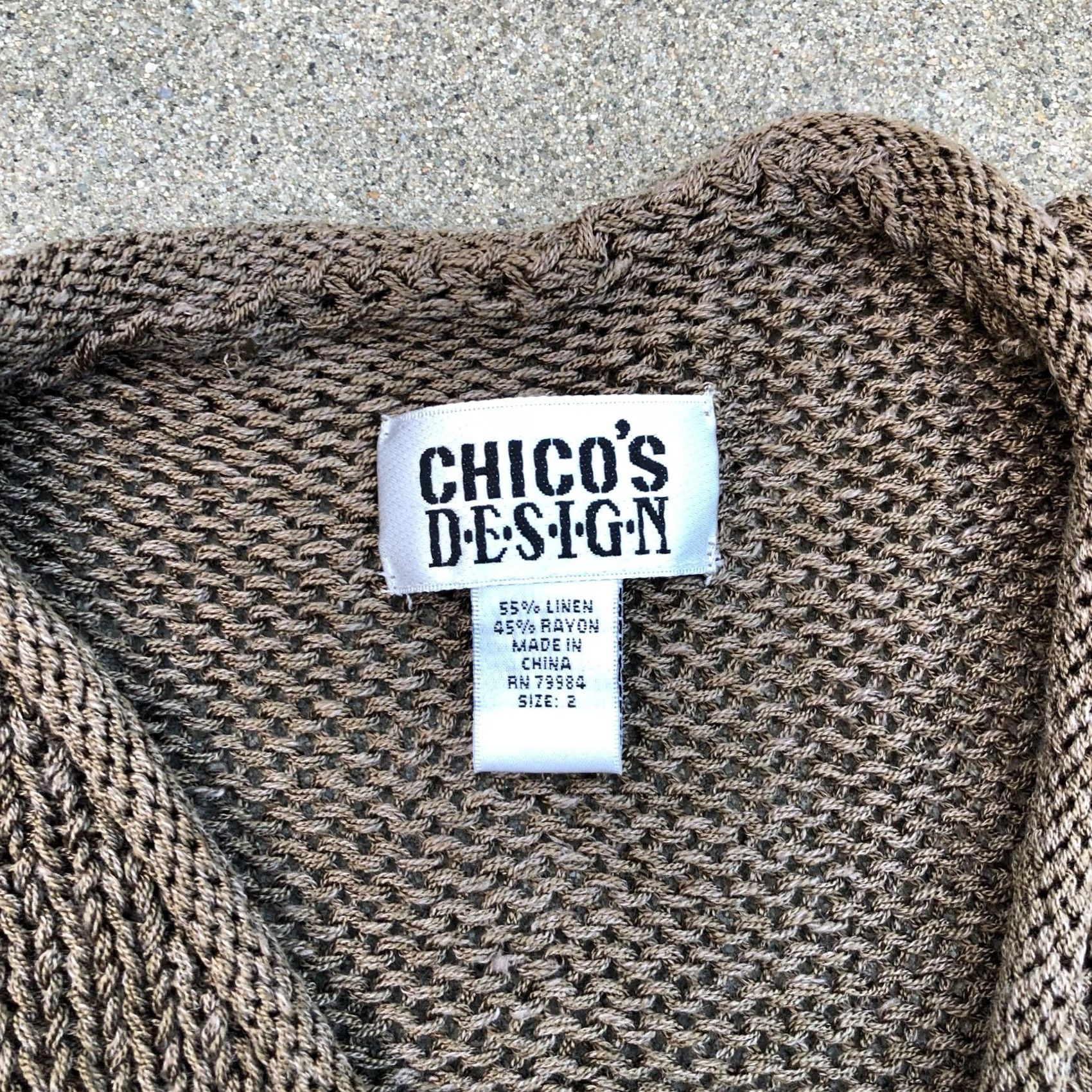 Vintage CHICO'S DESIGN Knit Pullover Sweater Women's 2 Linen Blend Brown Long Sleeve Pullover Knit Sweatshirt Cable-Knit Size XS / US 0-2 / IT 36-38 - 4 Thumbnail