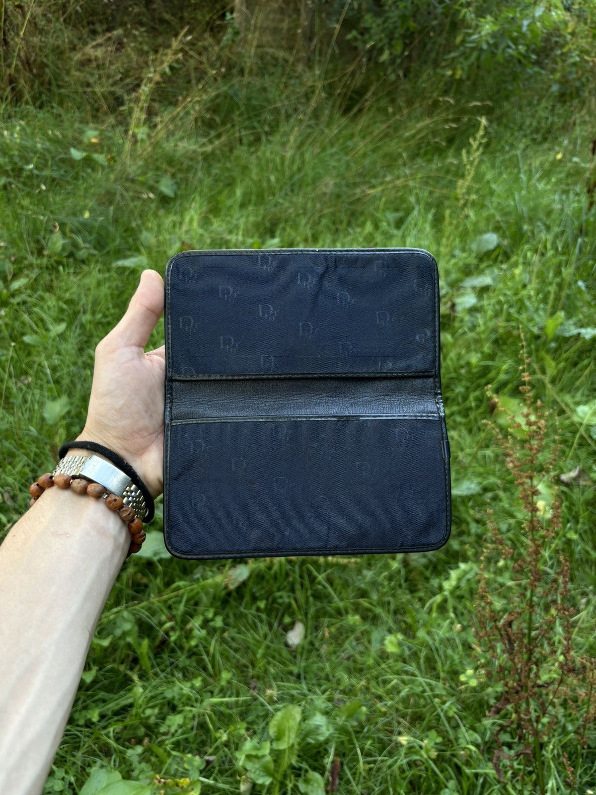 Dior × John Galliano × Vintage 70's Rare France Monogram Leather-Canvas Navy Wallet Clutch Bag Purse Size ONE SIZE - 10 Thumbnail