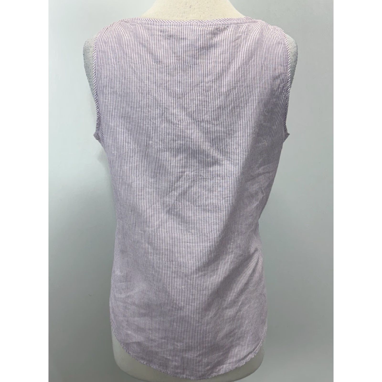 Vintage VINTAGE Chicos Linen Blend Tank Top Women Medium Purple White Sleeveless 90s Casual Shirts Size M / US 6-8 / IT 42-44 - 3 Thumbnail
