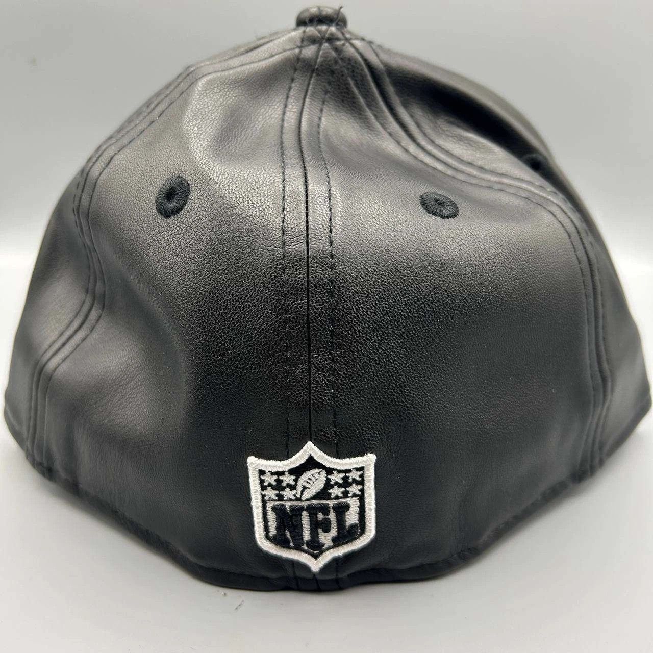 New Era Las Vegas Raiders Hat Men 7 1/8 Black PU Leather Fitted Cap Size ONE SIZE - 7 Thumbnail