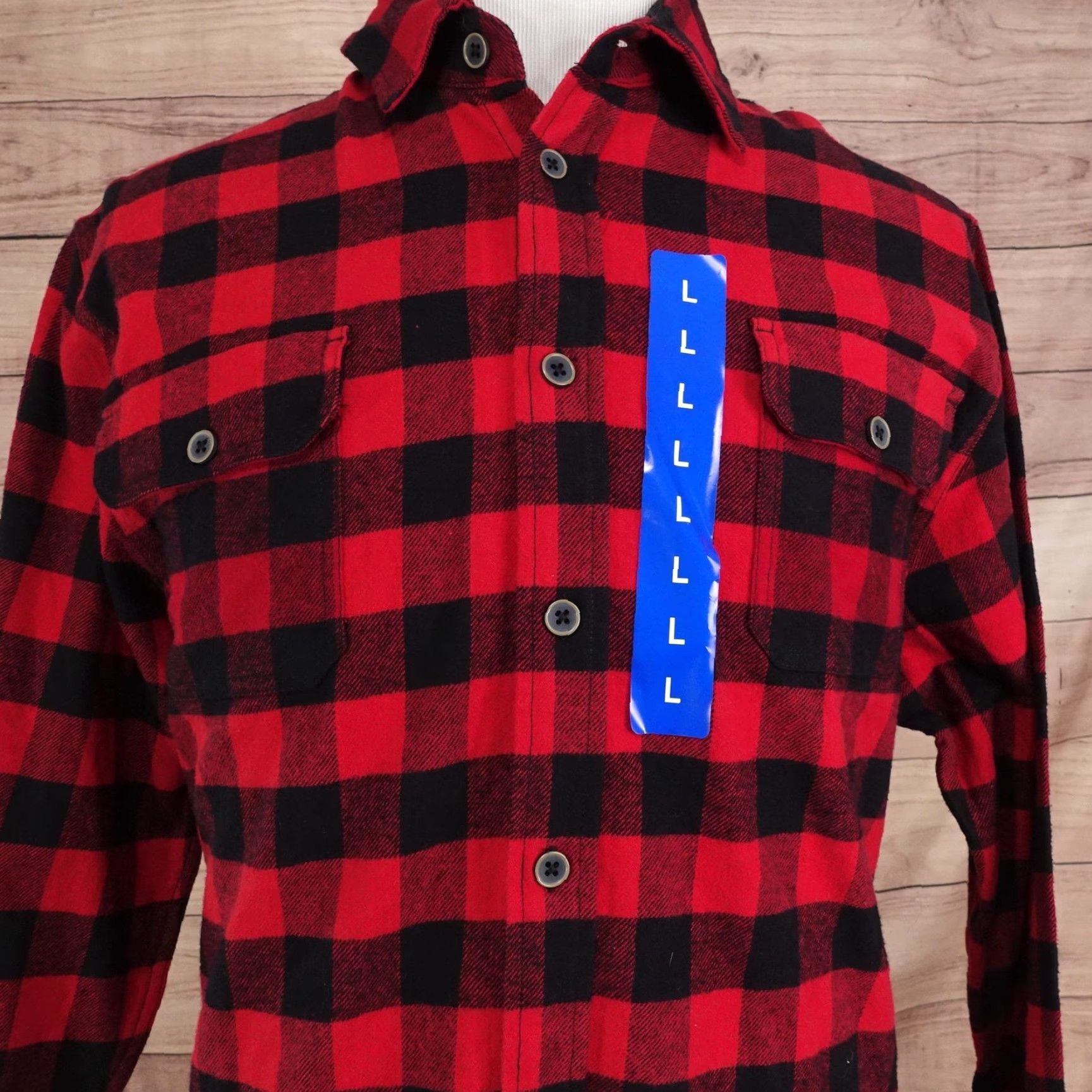 Lumberjack JACHS Shirt Mens L Red Buffalo Check Button-Up Flannel Cotton with Pockets Size US L / EU 52-54 / 3 - 2 Thumbnail