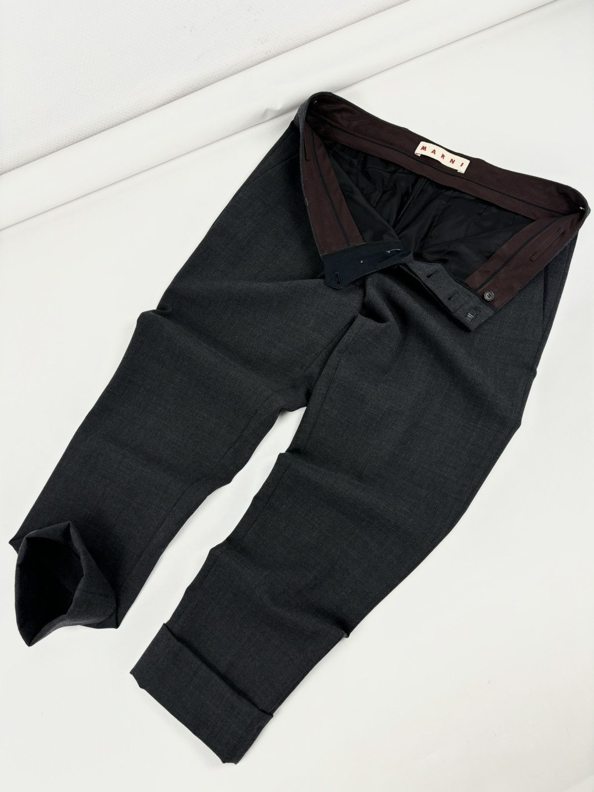 Balenciaga × Marni Unisex Commessa Wool Italy Classic Grey Pants Pocket Tapered Trousers 44 Size 30" / US 8 / IT 44 - 5 Thumbnail