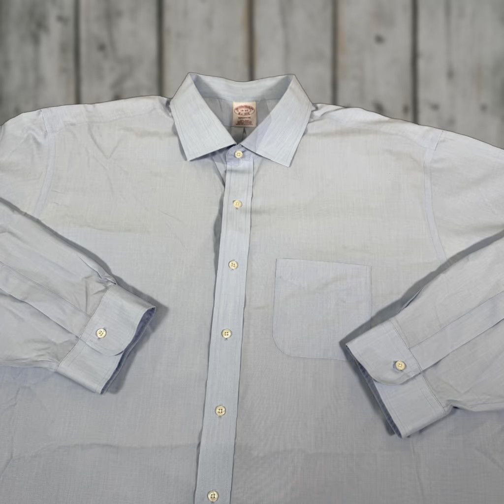 Brooks Brothers Brooks Brothers Shirt 2XL Adult Blue Non-Iron Supima Cotton Button Up Long Sleeve Dress Pocket Classic Business Preppy Mens Size 48R - 1 Thumbnail