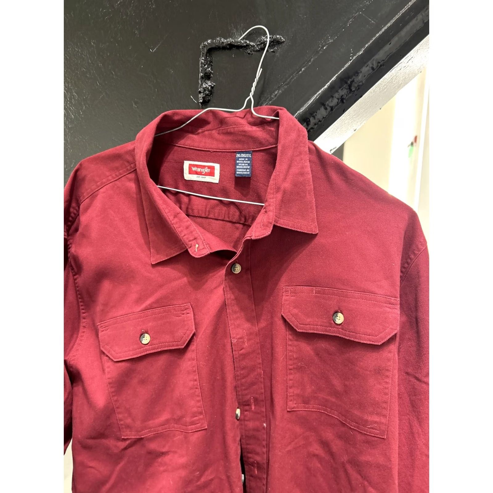 Wrangler Wrangler Shirt 2XL Red Long Sleeve Button-Up Mens Cotton Regular Button-Up Western Outdoor Rodeo Casual Fall Winter Size US XXL / EU 58 / 5 - 3 Thumbnail
