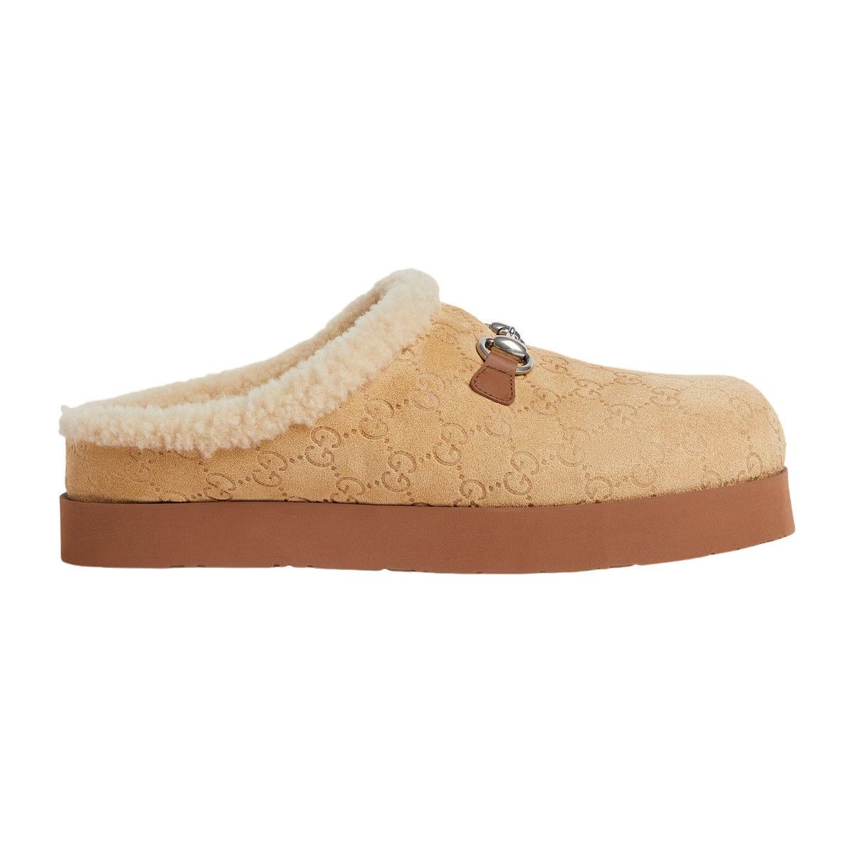 GUCCI $1390 Men's Light Beige GG Suede Horsebit Loafers New
