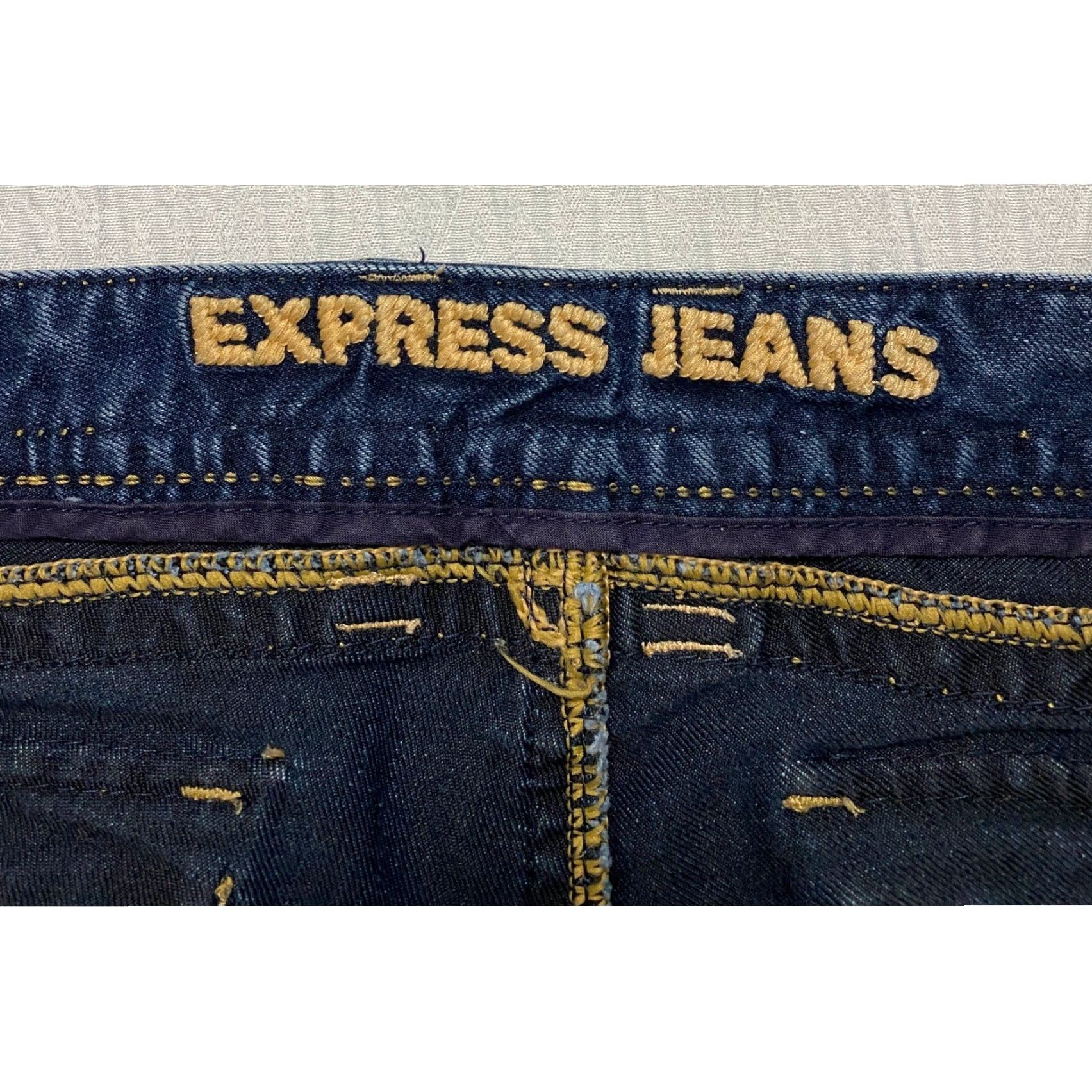 Express Express Jeans Women's 12 Blue Decorative Stitching Embroidered Flap Pockets Size 34" / US 12 / IT 48 - 5 Thumbnail