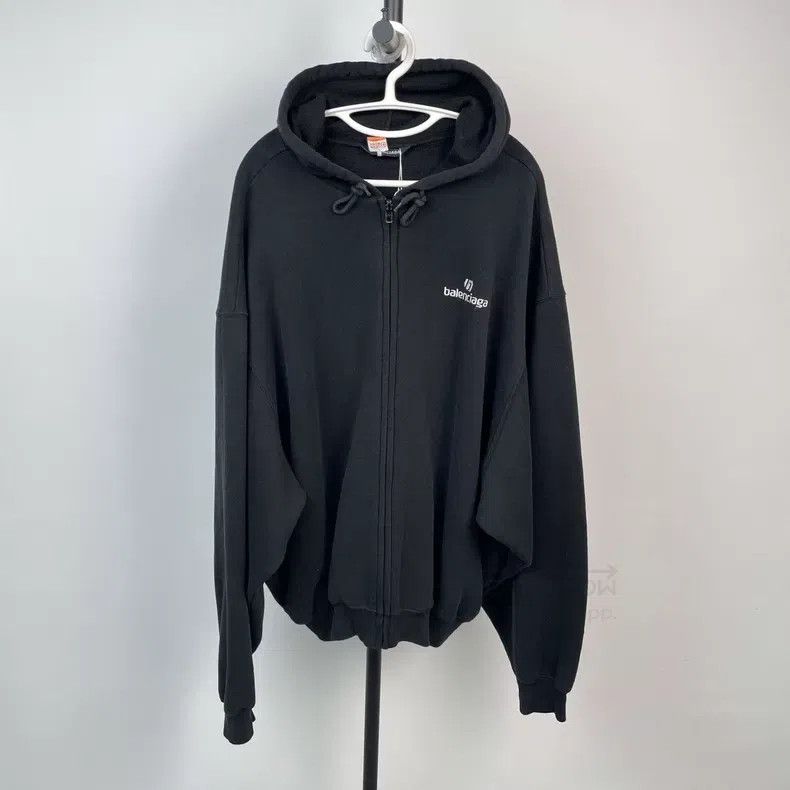 Balenciaga Balenciaga Black Small Logo Hooded Zip-Up Sweatshirt Size US XS / EU 42 / 0 - 1 Thumbnail