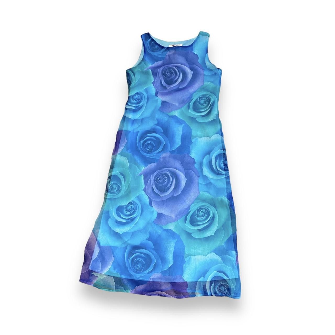 Designer Vintage 90's Blue Rose Mini Dress Size XS / US 0-2 / IT 36-38 - 1 Thumbnail