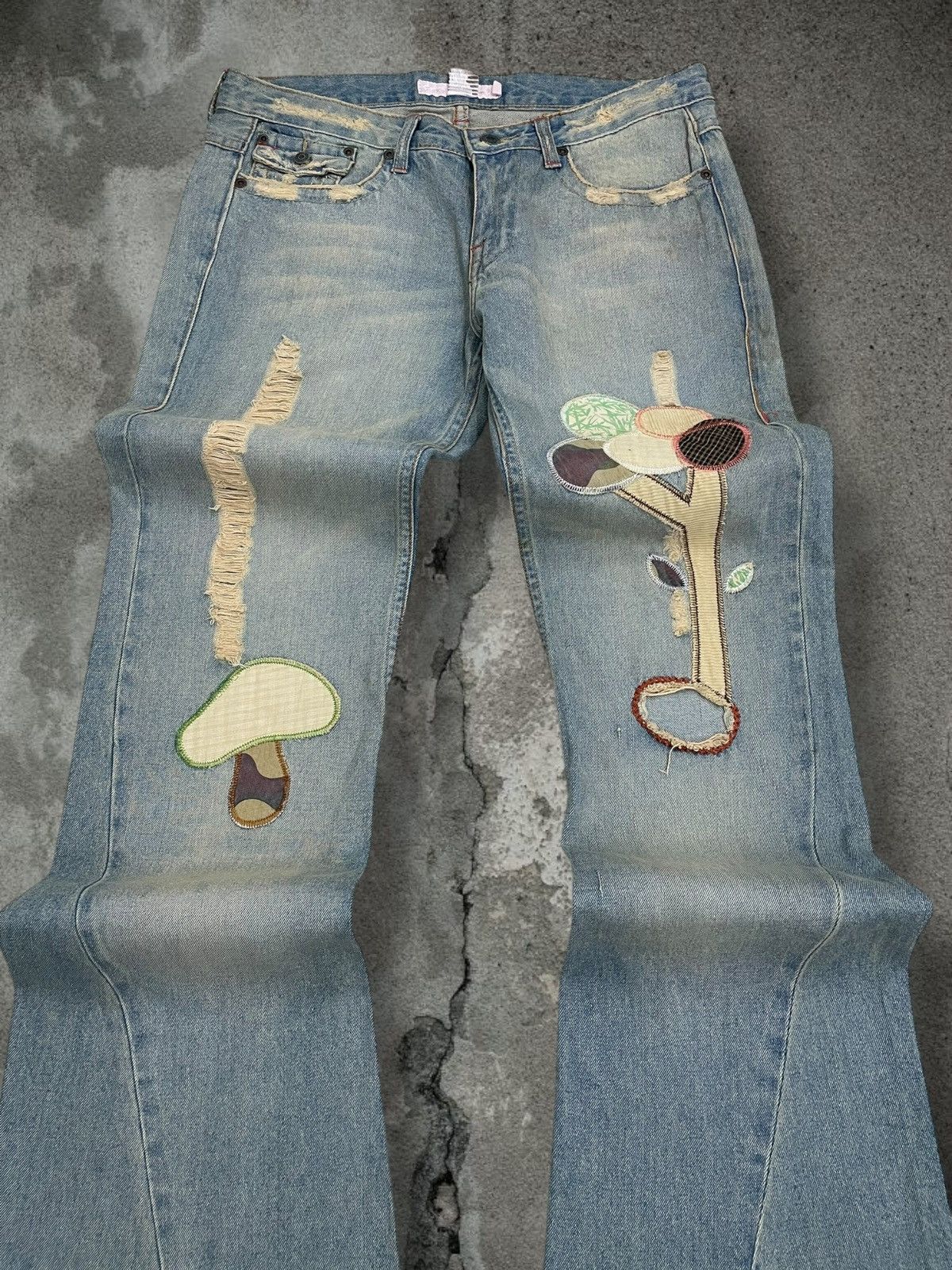 Tornado Mart Vintage Og 90s Japan Fancy Collection Patchwork Flared Denim Size US 32 / EU 48 - 4 Thumbnail