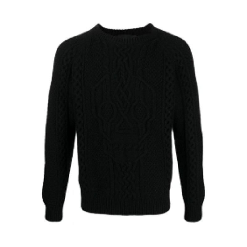 Alexander McQueen Skull Motif Fisherman Cable Sweater Black LRG Wool Cashmere Size US L / EU 52-54 / 3 - 5 Thumbnail