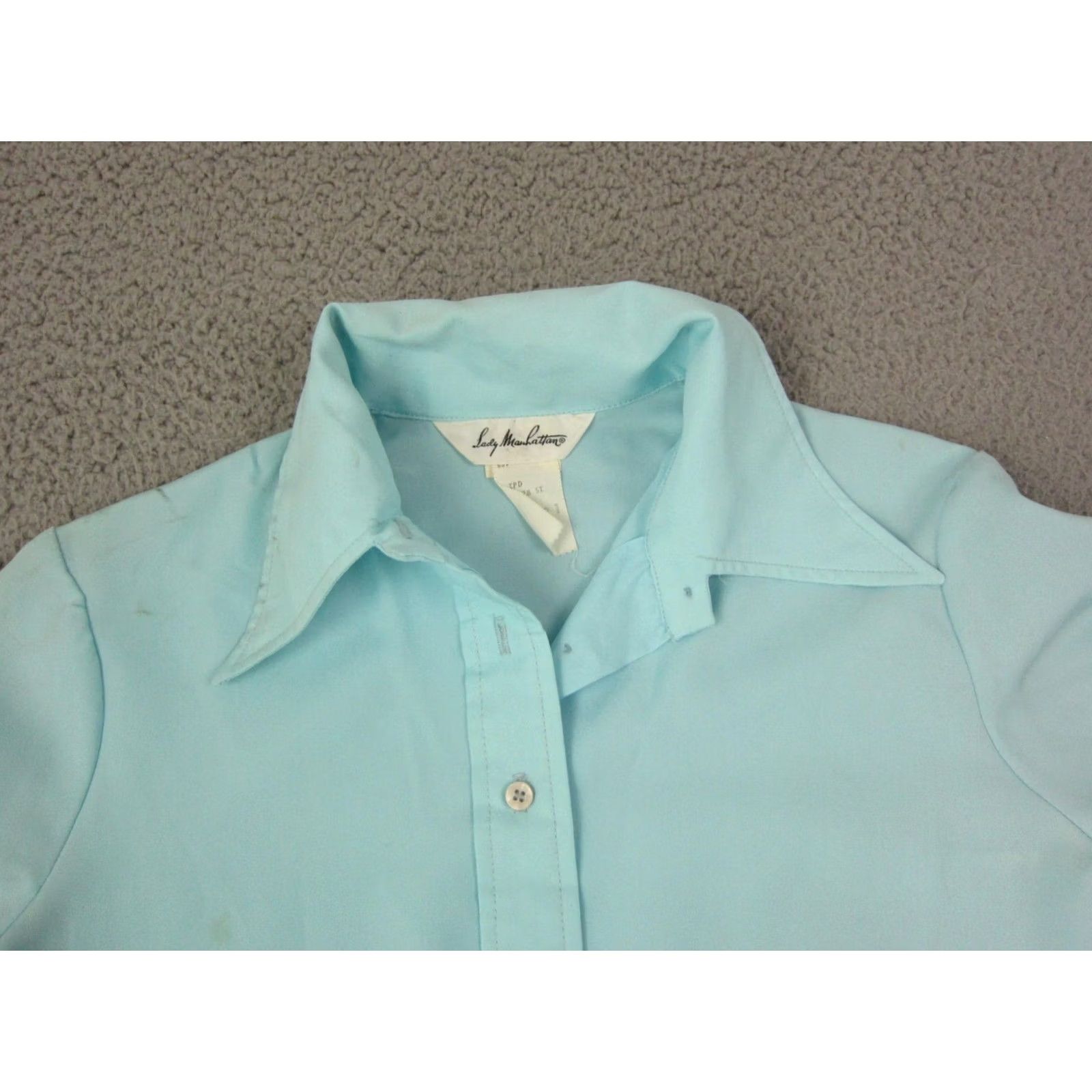 Vintage VINTAGE Lady Manhattan Blue Collared Shirt Bodysuit Womens Medium 9/10 70s Size M / US 6-8 / IT 42-44 - 2 Thumbnail