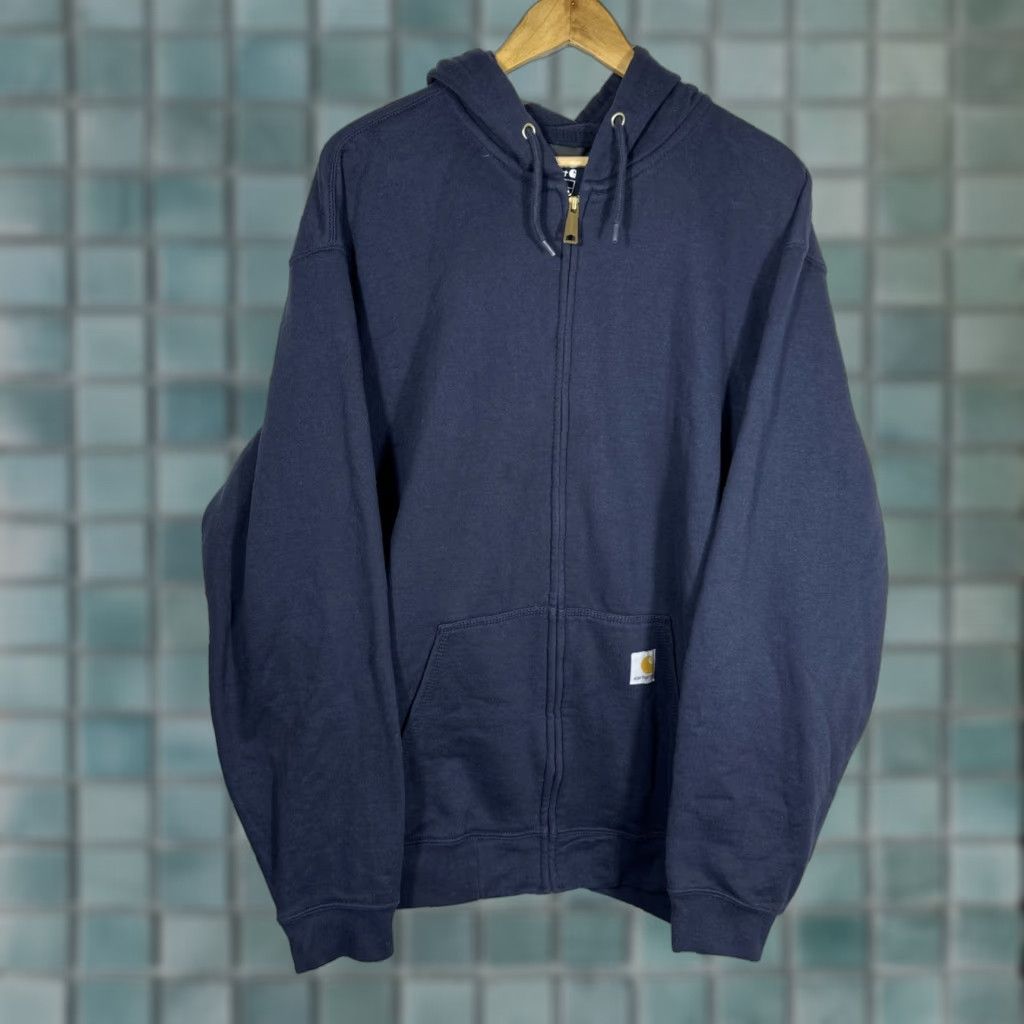 Carhartt VINTAGE Carhartt Hoodie Mens XXL Loose Fit Zip-Up Sweatshirt Navy Blue Carhartt Loose Fit K122 Mens Hoodie Full Zip Logo Navy Blue 2XL Size US XXL / EU 58 / 5 - 1 Thumbnail