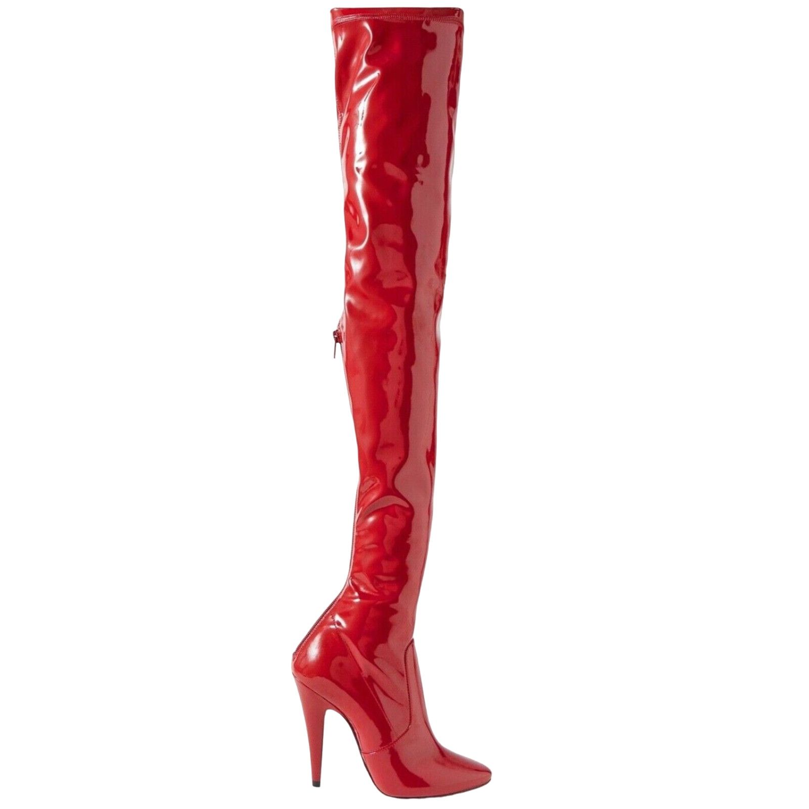 Yves Saint Laurent Saint Laurent YSL Aylah 110 Lava Red Patent Thigh High OTK Size US 12 / IT 42 - 1 Thumbnail