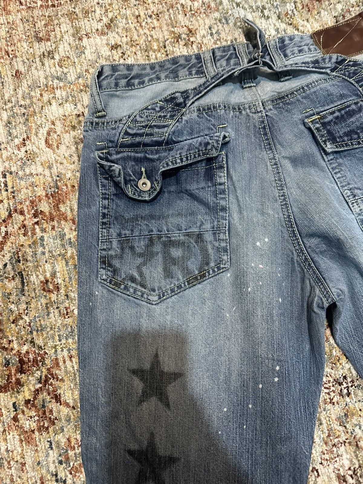 Designer RealBVoice Distressed & Wild Denim Jeans with Buckleback Size US 32 / EU 48 - 4 Thumbnail