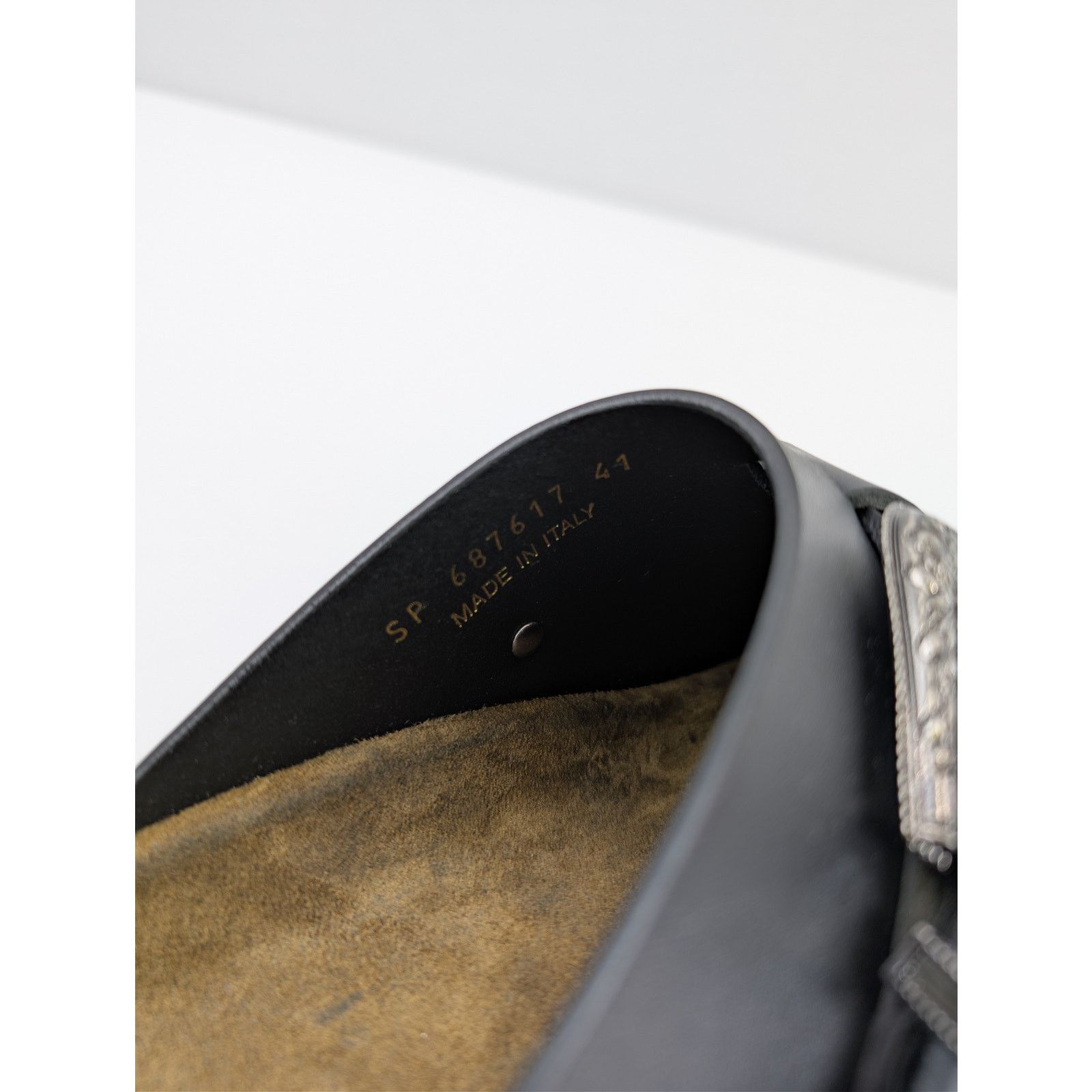 Saint Laurent Paris o1rshd1 Silver Buc San Holster Slipper Sandal in Nero Size US 10 / EU 43 - 14 Thumbnail