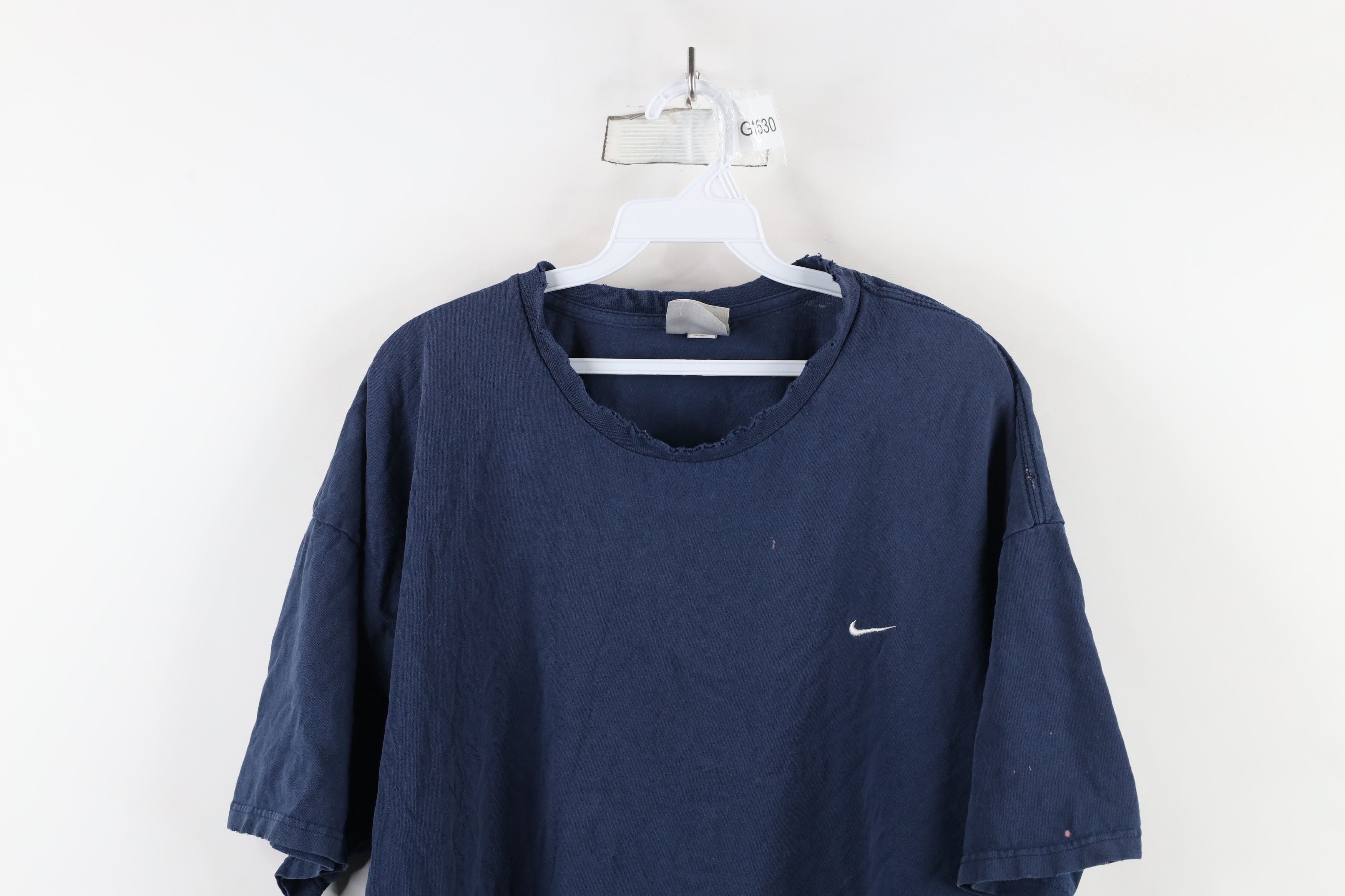 Nike × Vintage Vintage 90s Y2K Nike Travis Scott Mini Swoosh T-Shirt Blue Size US XXL / EU 58 / 5 - 2 Thumbnail