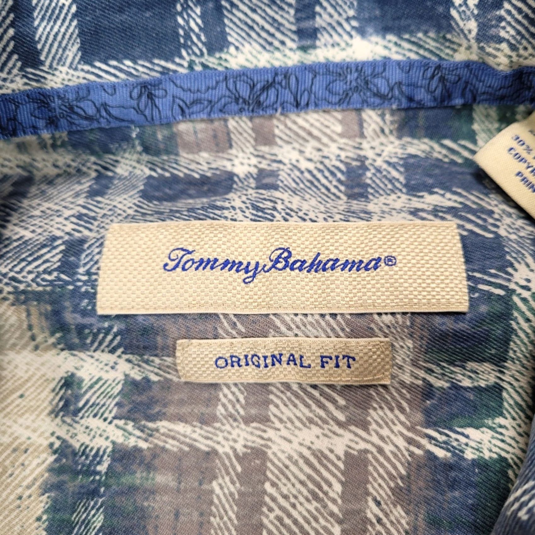 Tommy Bahama Tommy Bahama Shirt Mens Island Zone Plaid Silk Blend Button Up Short Sleeve LG Blue Size US L / EU 52-54 / 3 - 2 Thumbnail