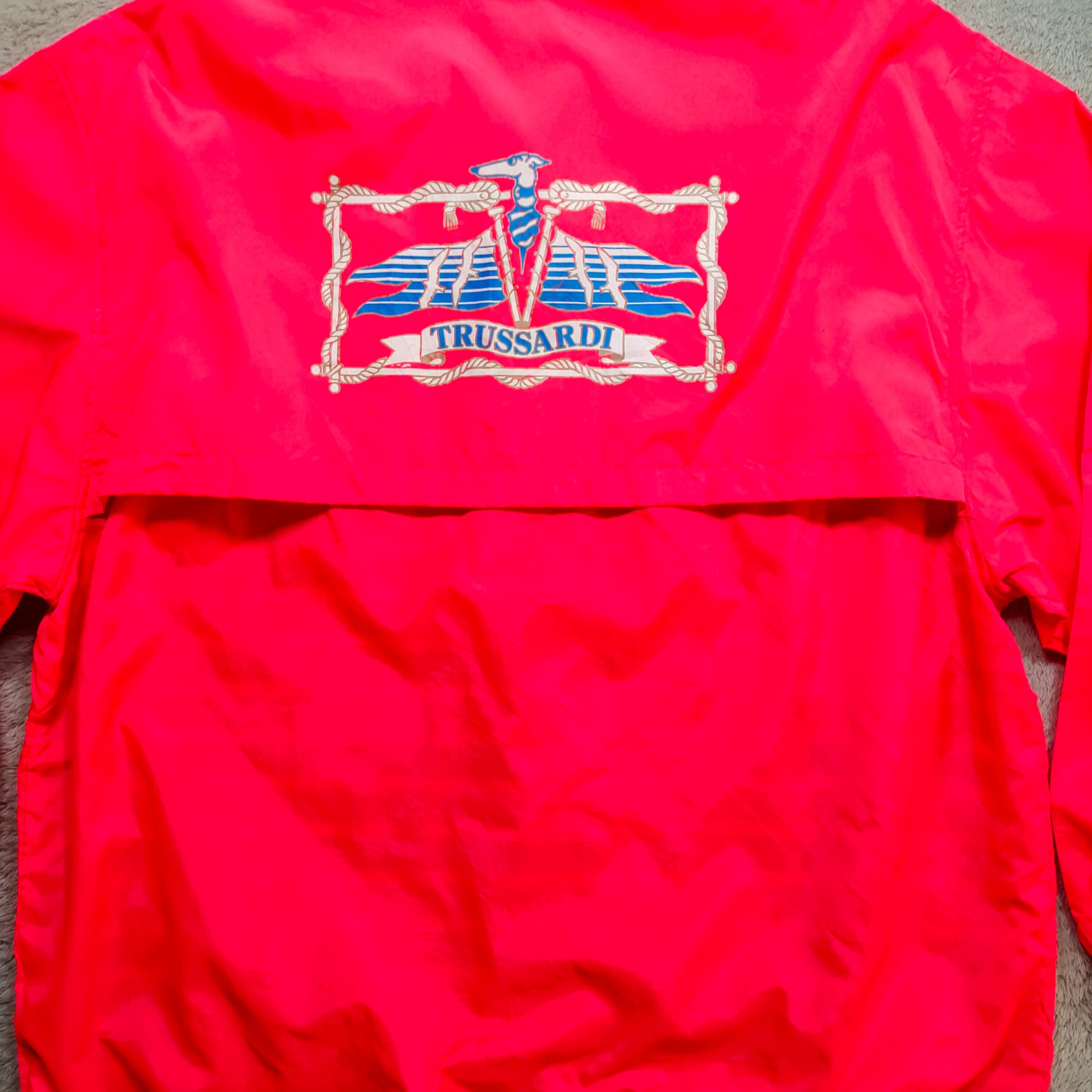 Trussardi Vintage Trussardi Bright Red Greyhound Logo Windbreaker Size US L / EU 52-54 / 3 - 4 Thumbnail