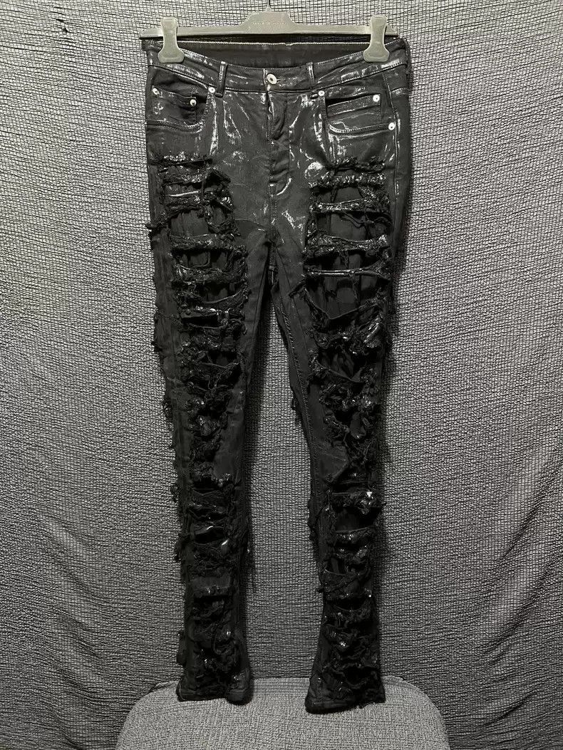 Rick Owens Rick Owens 23SS Detroit cut Double Ribbon Jeans with Erosio Size US 30 / EU 46 - 1 Thumbnail