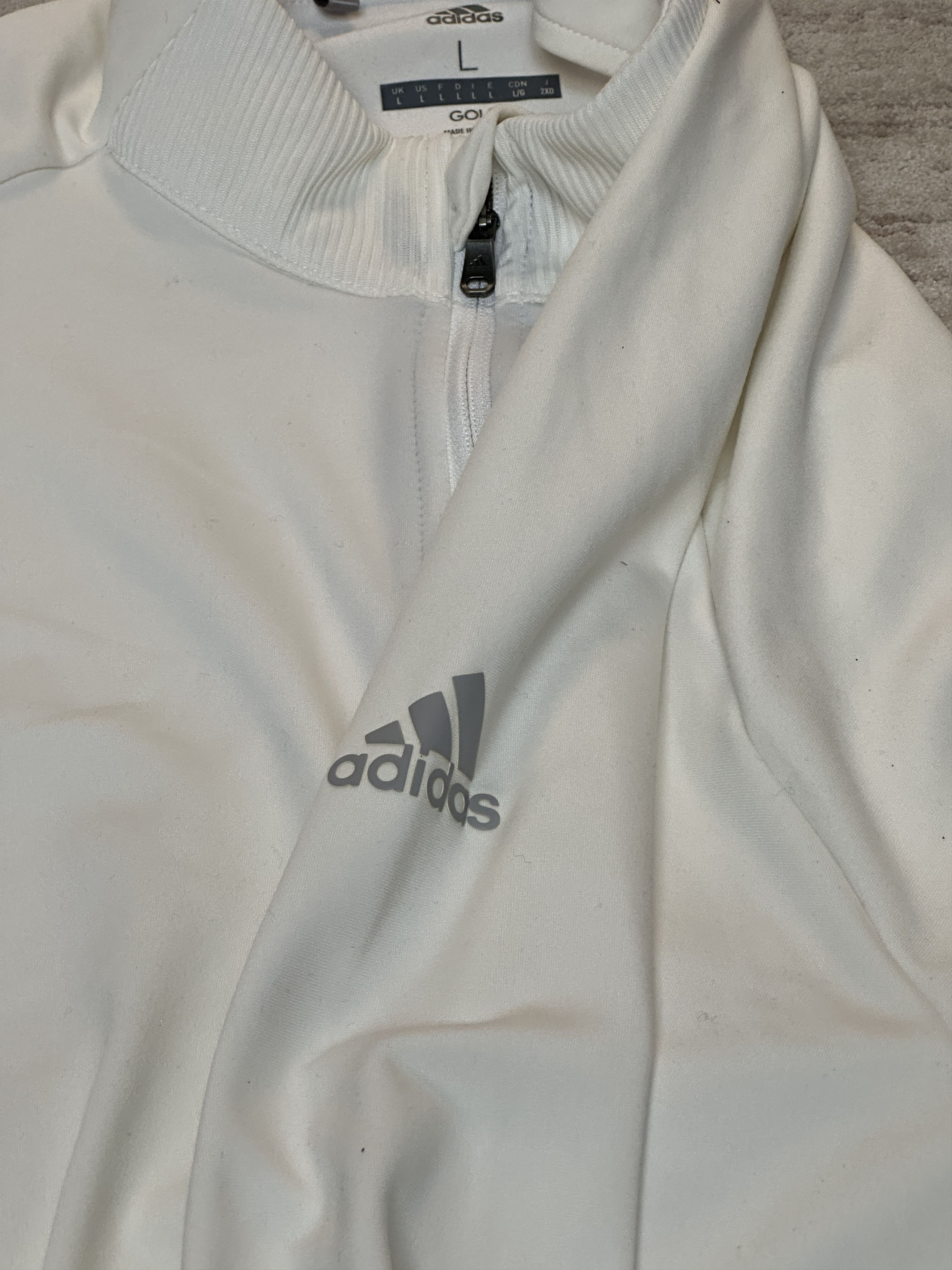 Adidas Adidas Golf Men's White Zipper Sweatshirt Size Large Size US L / EU 52-54 / 3 - 3 Thumbnail