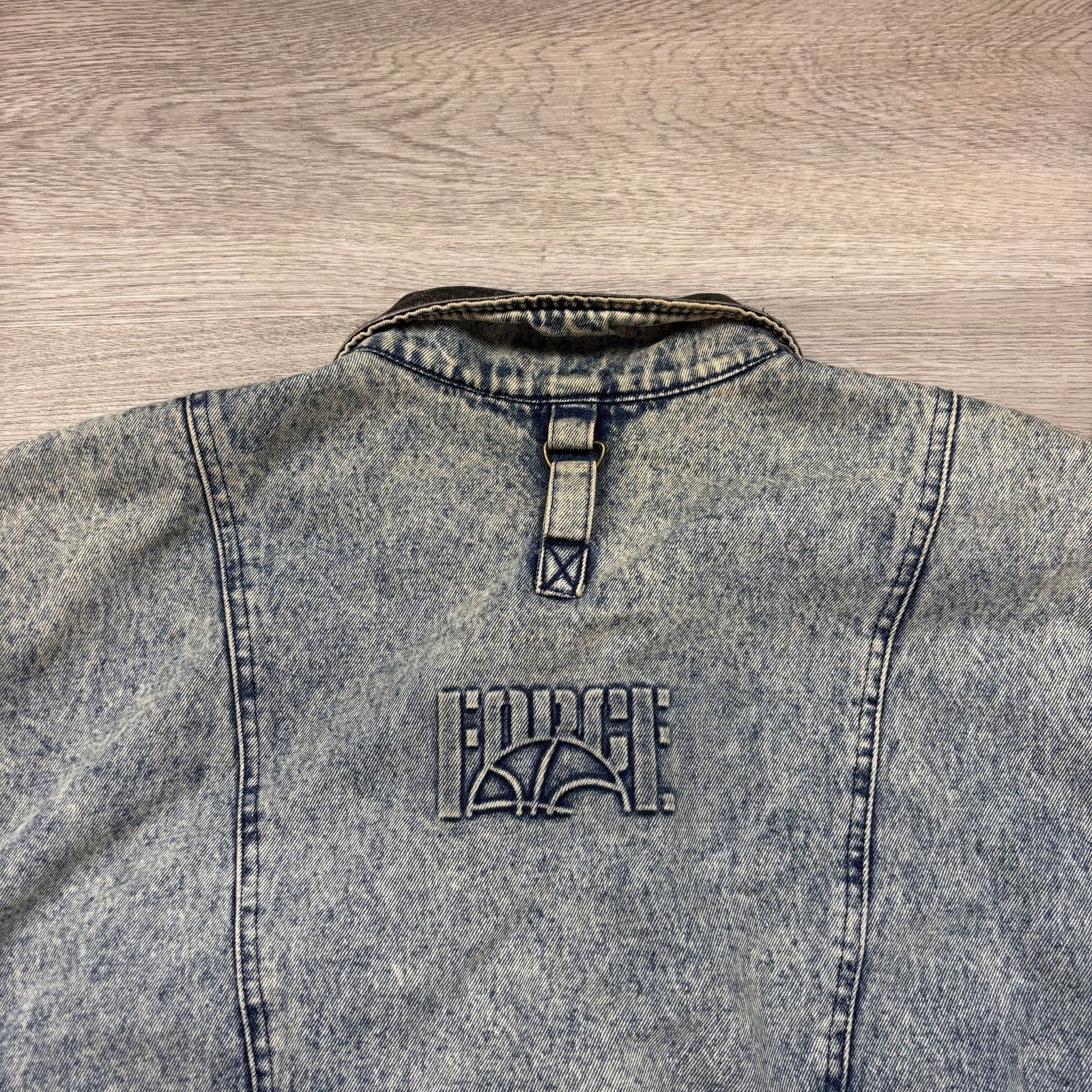 Nike × Vintage VTG 80s 90s Nike Force Denim Leather Bomber Jacket Men's M Size US M / EU 48-50 / 2 - 5 Thumbnail