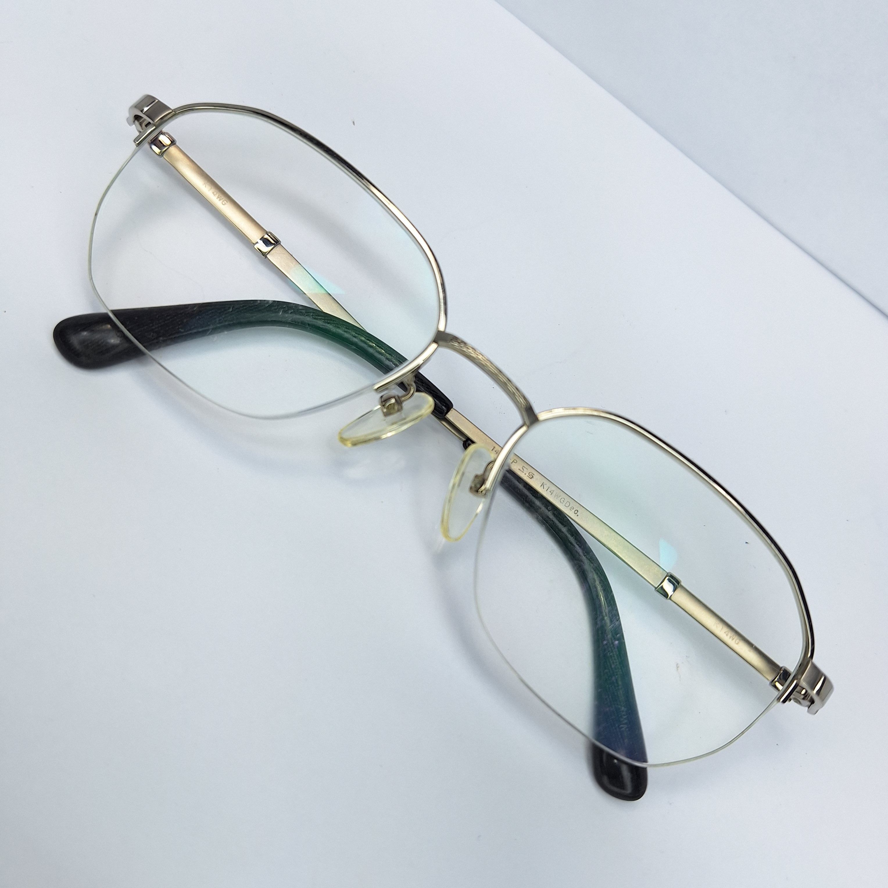 Vintage K14WG 14K White Gold Pure Titanium Glasses Japan Half-Rim Size ONE SIZE - 1 Thumbnail