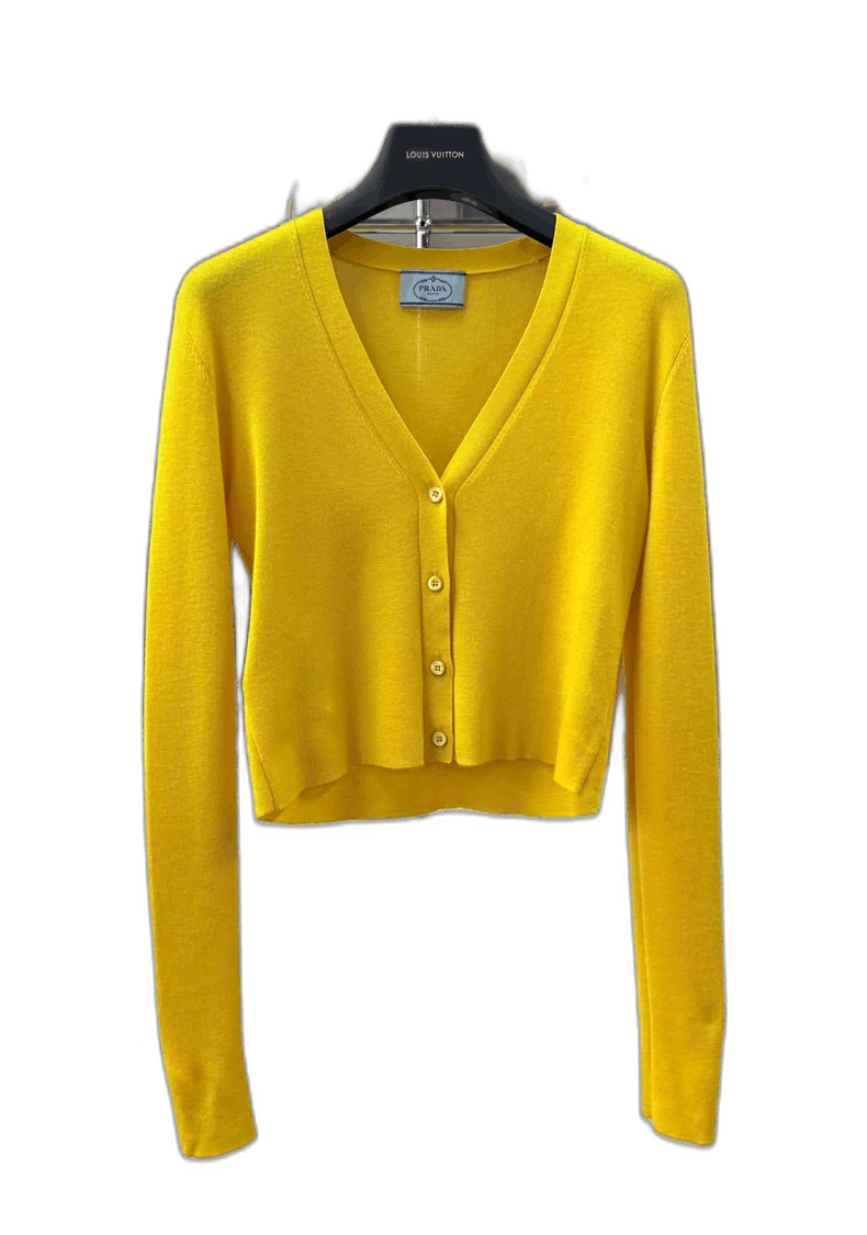 Prada PRADA High Saturation Lemon Yellow Cardigan -2505 Size US M / EU 48-50 / 2 - 1 Thumbnail