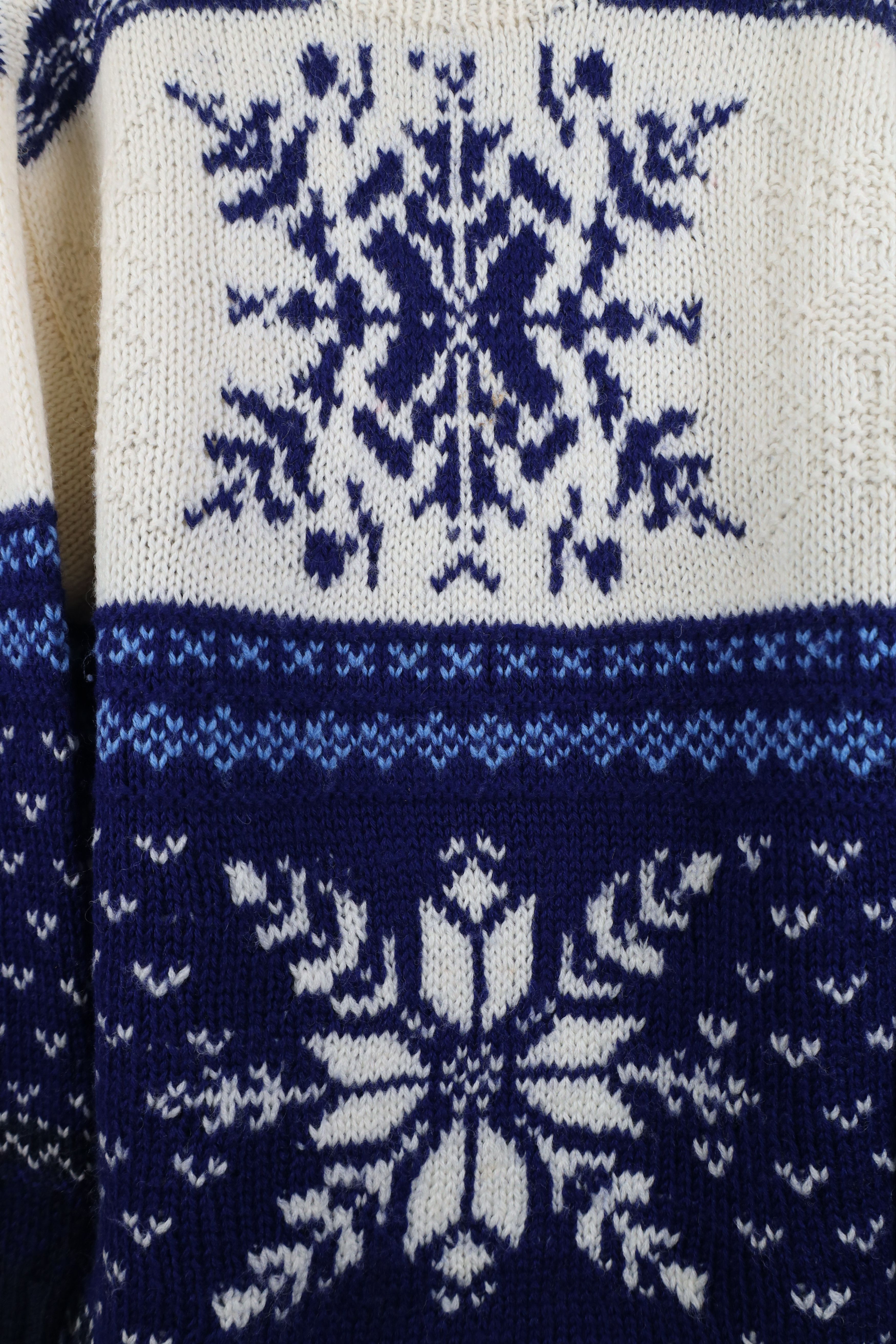 Vintage Vintage 90s Streetwear Fair Isle Snowflake Mock Neck Sweater Size M / US 6-8 / IT 42-44 - 4 Thumbnail