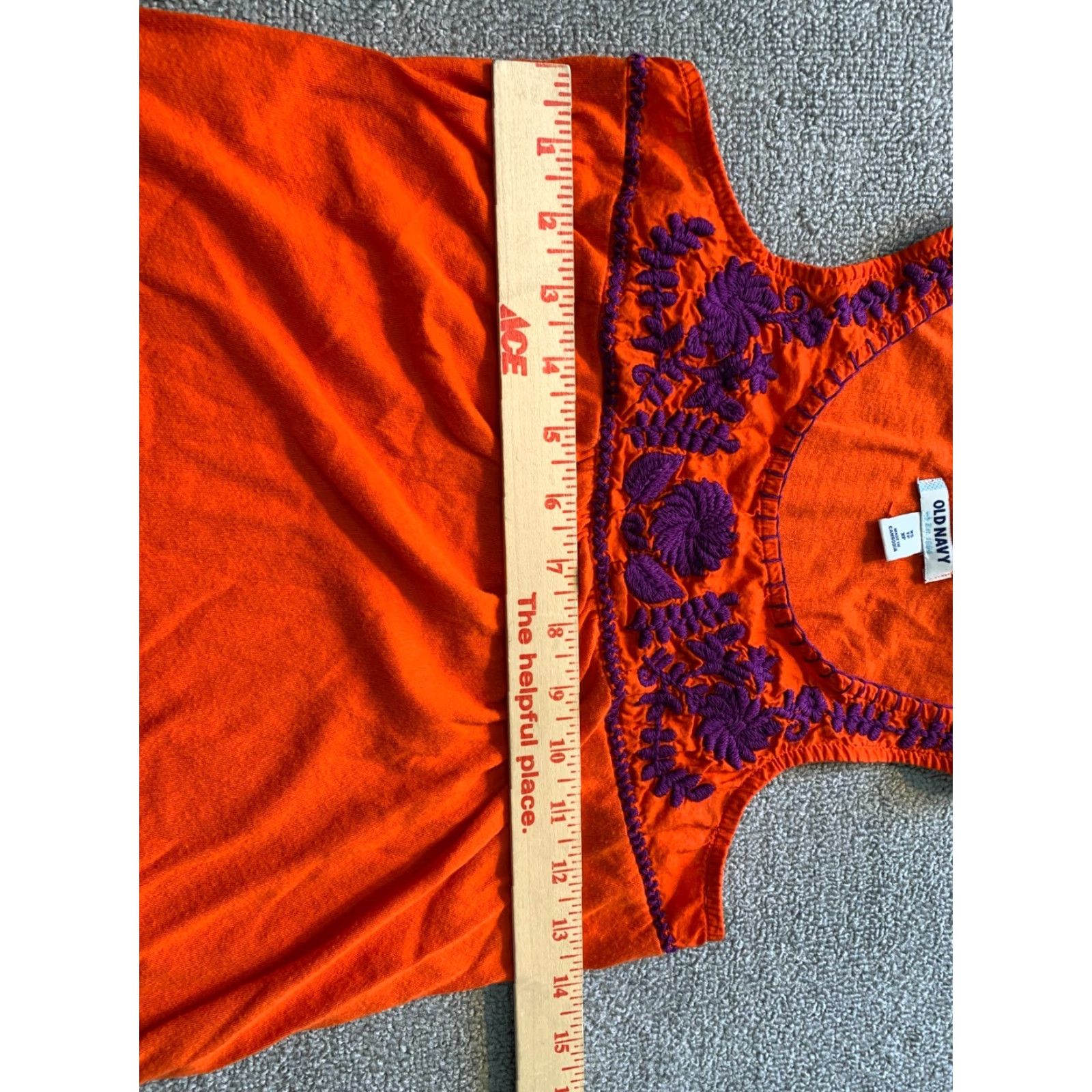 Old Navy Old Navy Blouse Women's XS Sleeveless Tank Top Floral Stitch Orange Casual Size XS / US 0-2 / IT 36-38 - 5 Thumbnail
